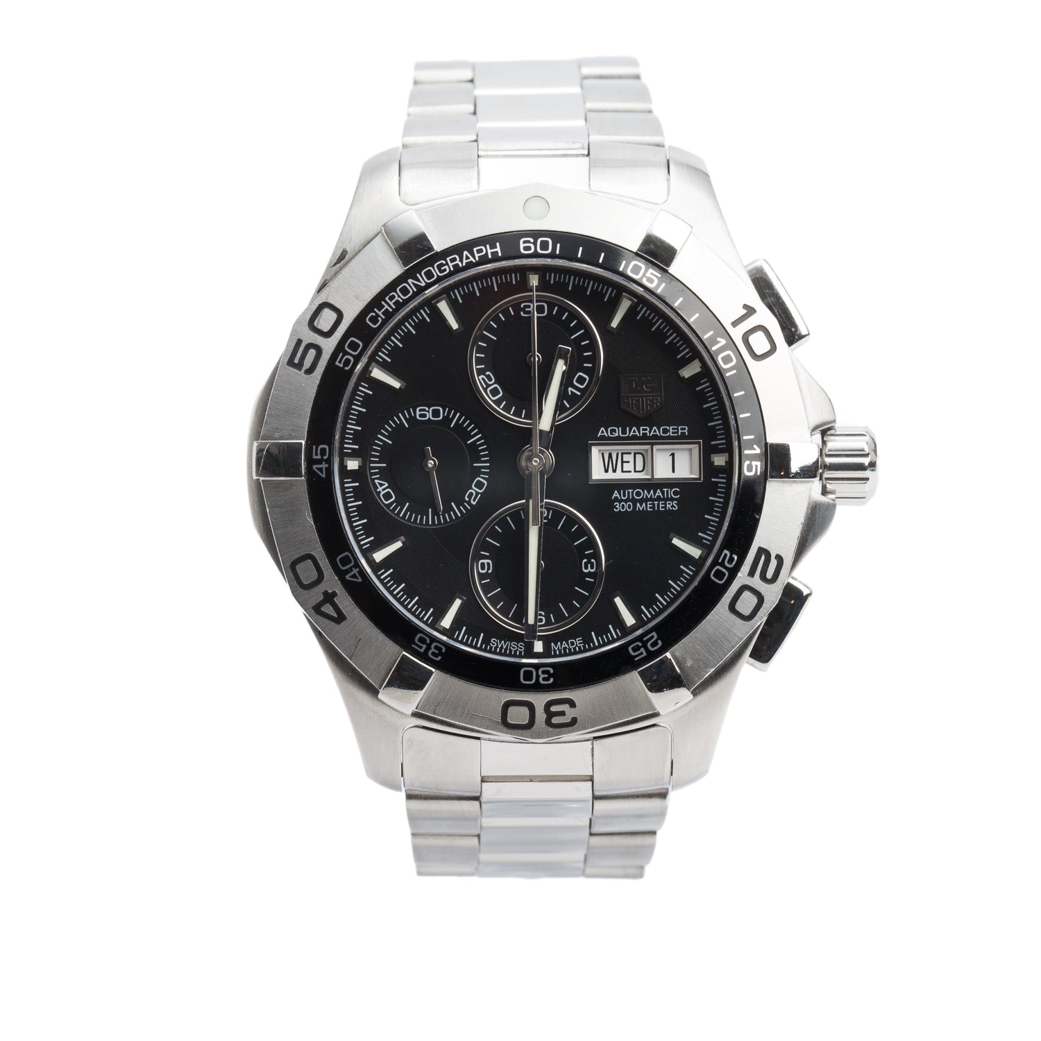 Tag Heuer Stainless Steel Aquaracer 43 MM Chronograph Automatic Watch Black Dial CAF2010