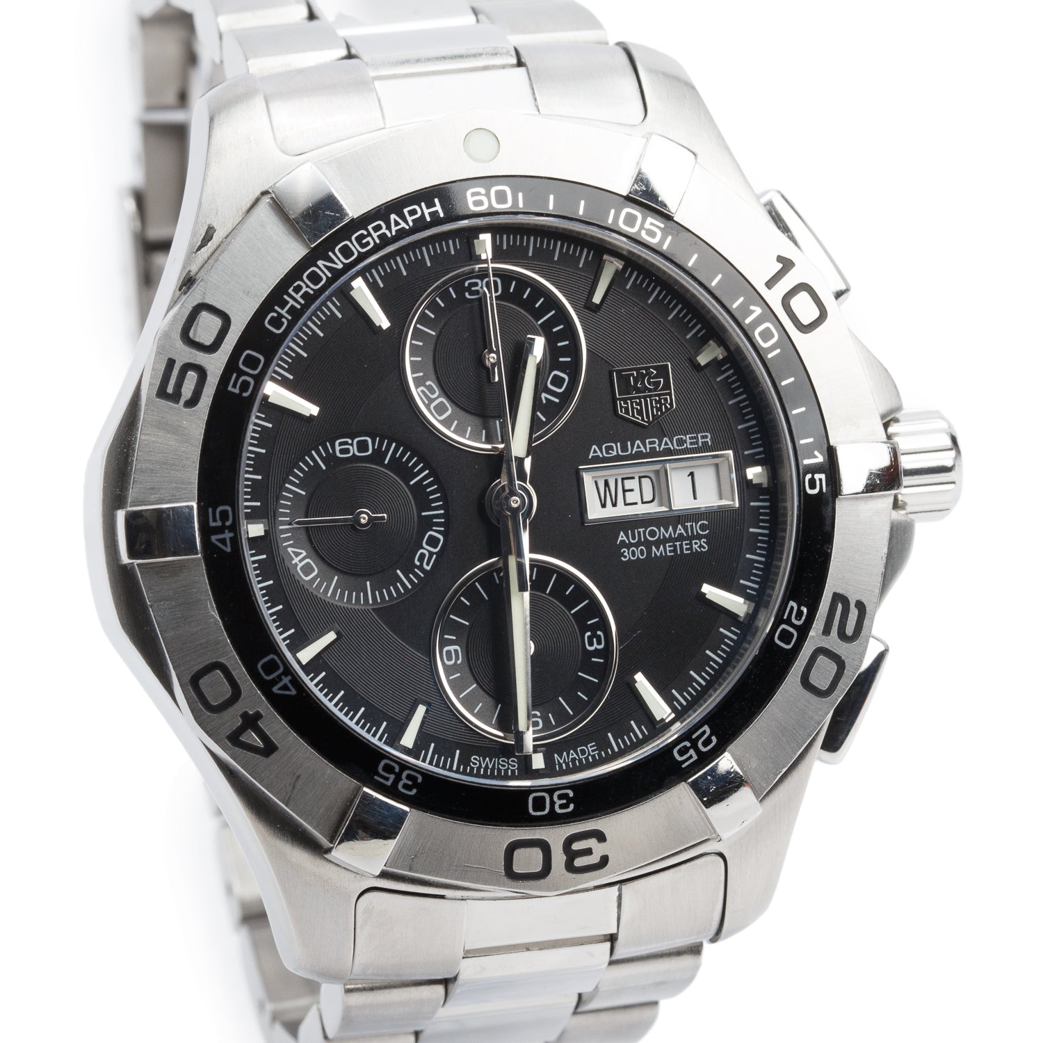 Tag Heuer Stainless Steel Aquaracer 43 MM Chronograph Automatic Watch Black Dial CAF2010
