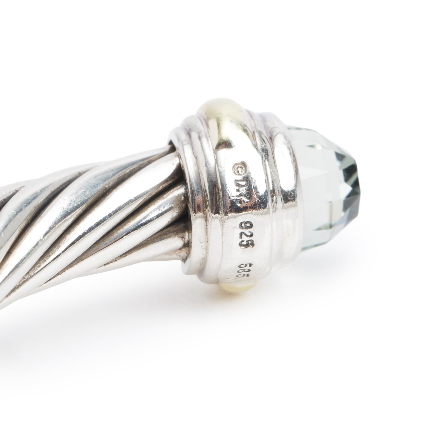 David Yurman Sterling Silver & 14k Yellow Gold Prasiolite 7 MM Cable Classics Bracelet