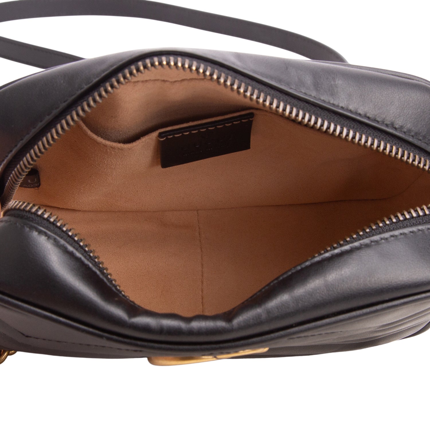 Gucci Black Calfskin Matelasse Mini GG Marmont Chain Shoulder Bag