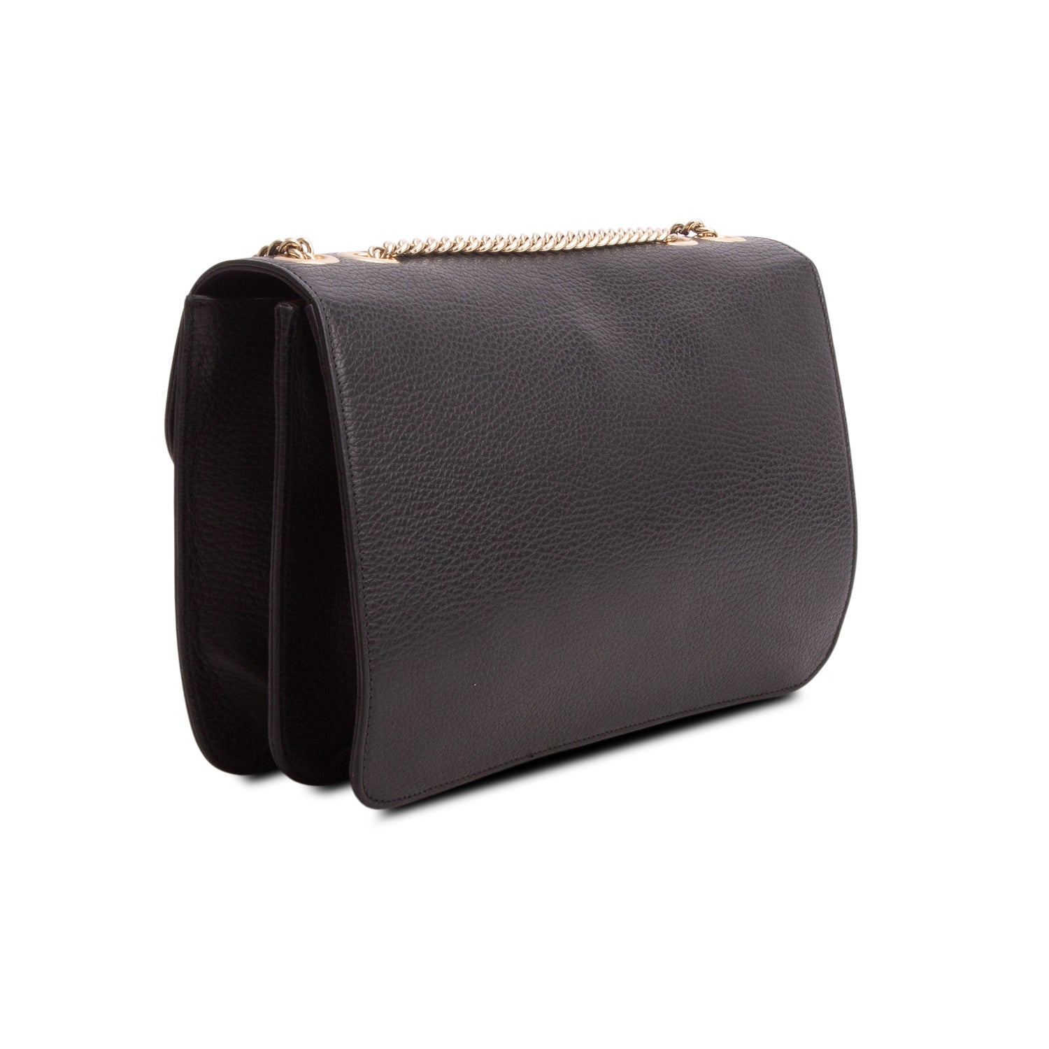 Gucci Black Calfskin Leather Medium Dollar Interlocking GG Shoulder Bag