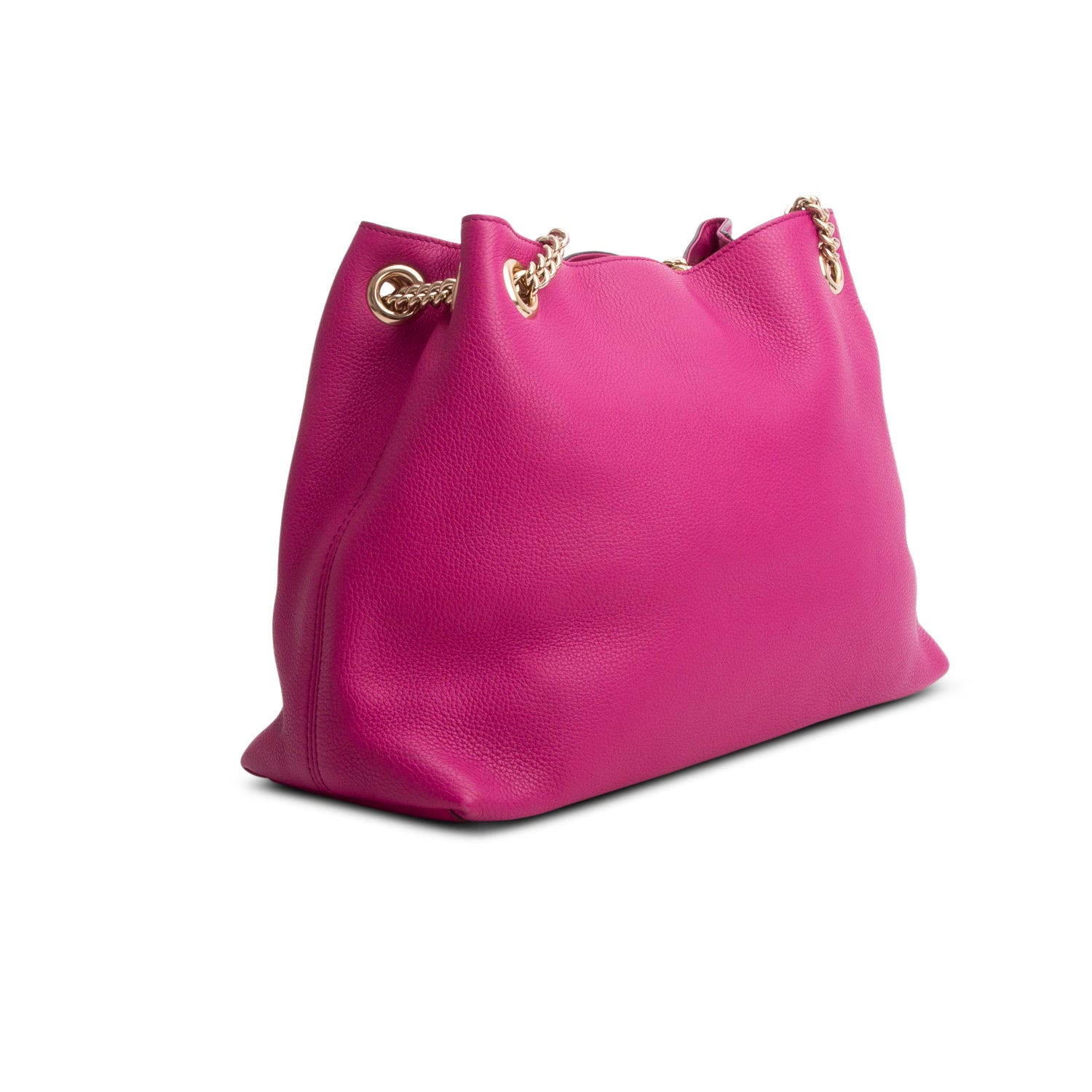 Gucci Fuschia Pebbled Calfskin Medium Soho Chain Shoulder Bag