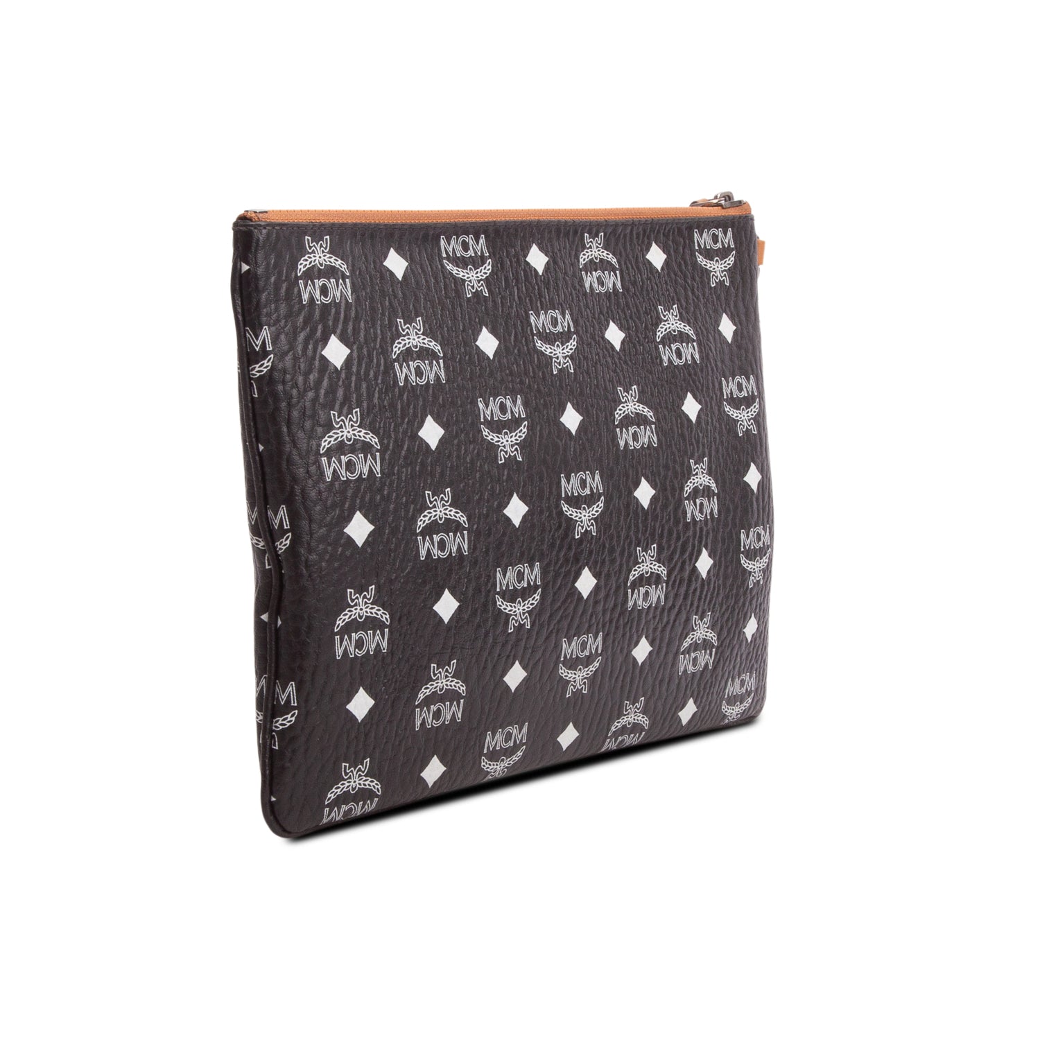 MCM Black Visetos Aren Wristlet Clutch w/ Strap