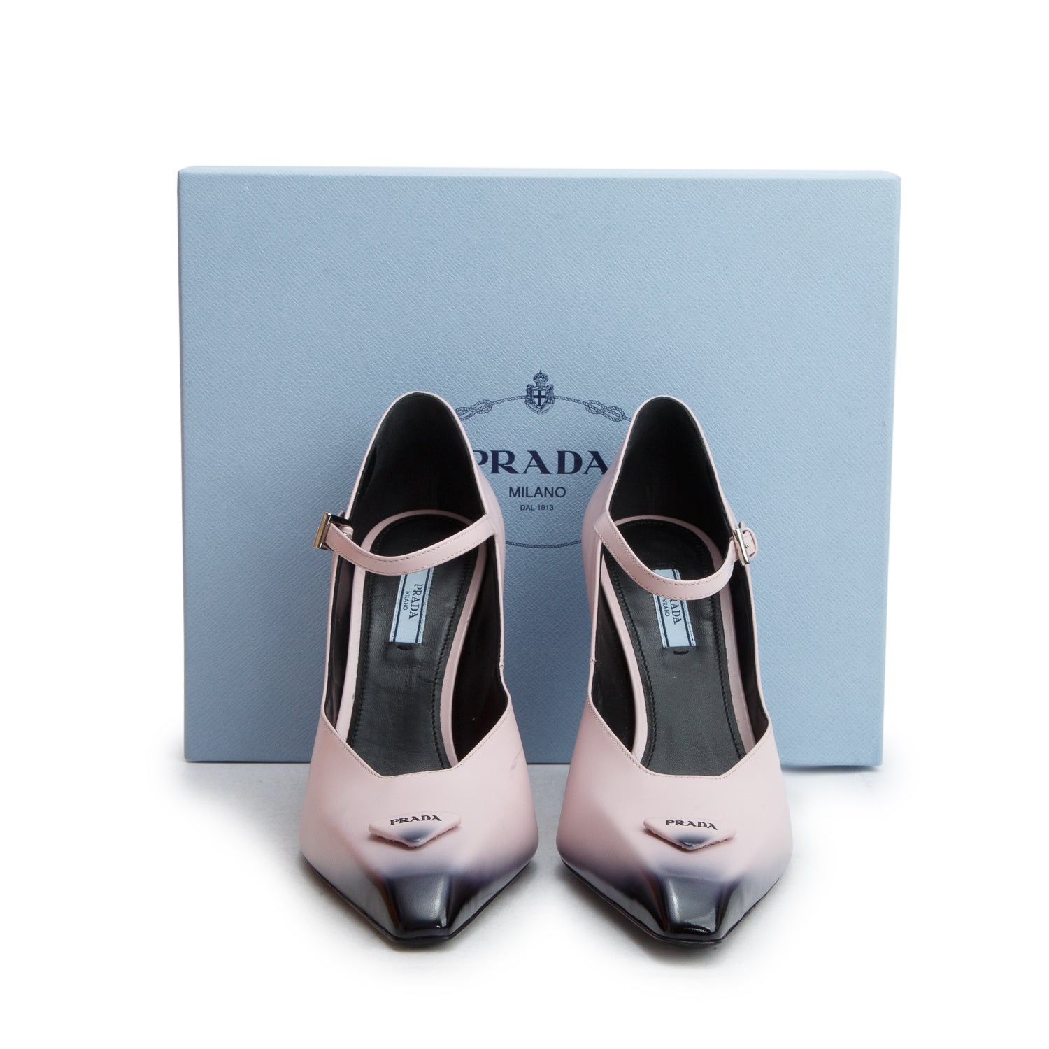 Prada Pink Leather Triangle Logo Modellerie Mary Jane Slingback Pumps, Women's Size 41 w/ Box