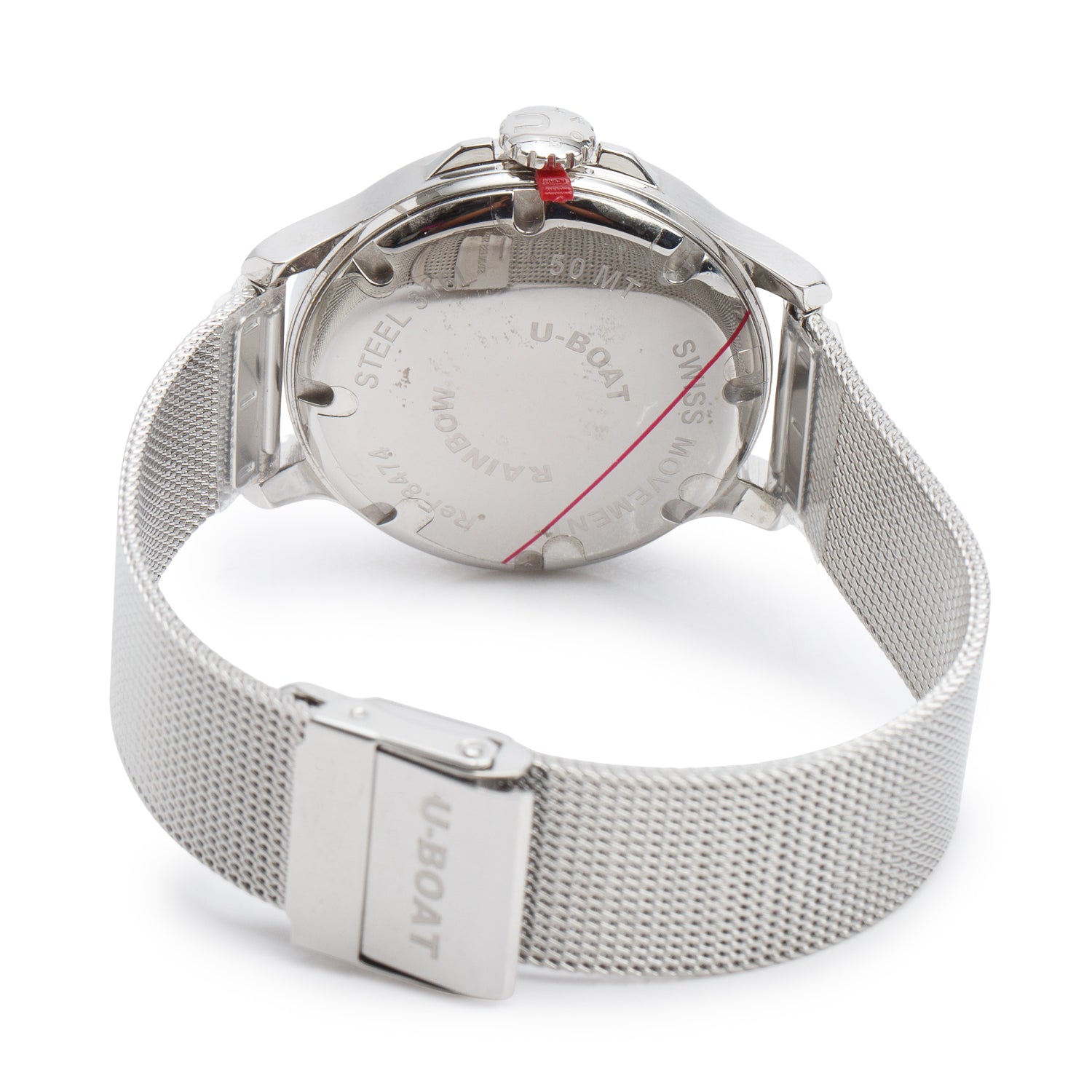 U-Boat Stainless Steel Italo Fontana 38 MM Quartz Watch Rainbow Mother of Pearl Dial w/ Box