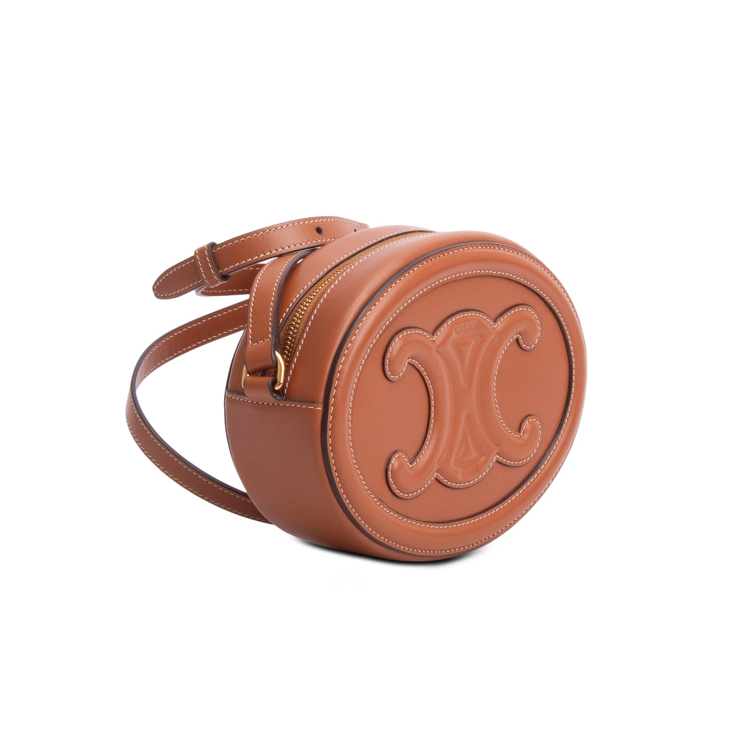Celine 2022 Brown Smooth Calfskin Triomphe Oval Crossbody
