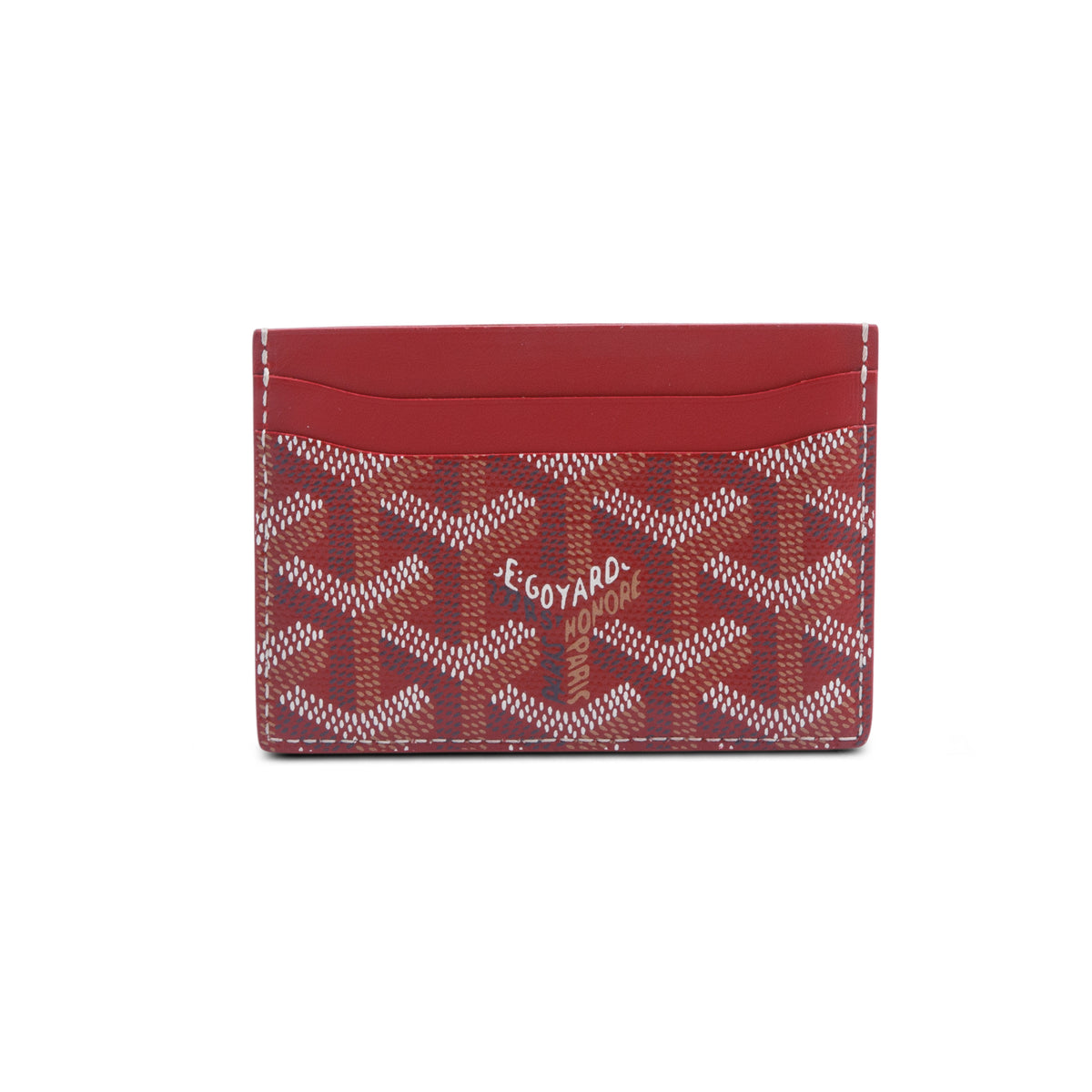 Goyard 2021 Red Leather & Coated Canvas Saint Sulpice Card Holder