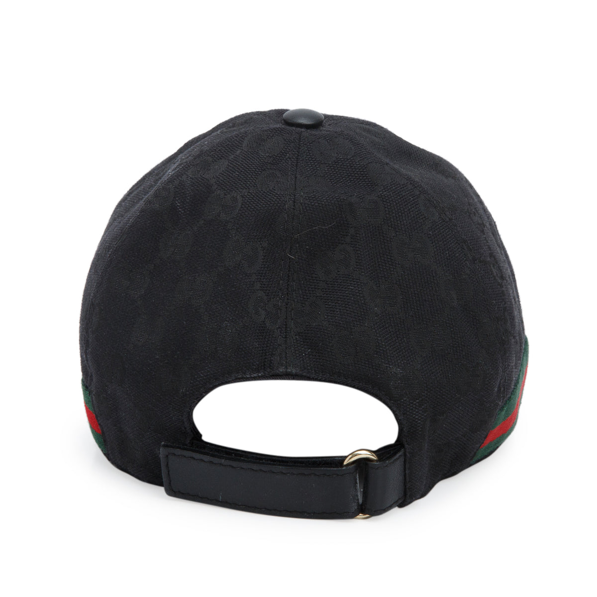 Gucci Black GG Canvas Baseball Hat with Web, Size L 59