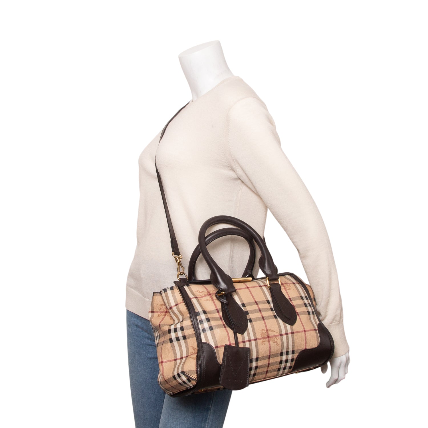 Burberry Haymarket Check Gladstone Tote w/ Strap