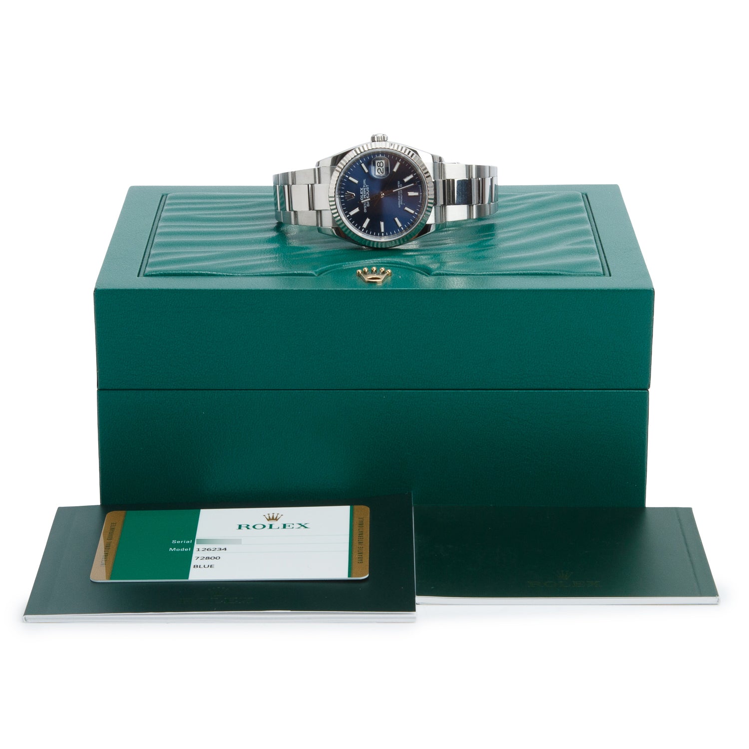 Rolex Stainless Steel Datejust 36 MM Automatic Watch Blue Dial 126234 w/ Box & Papers