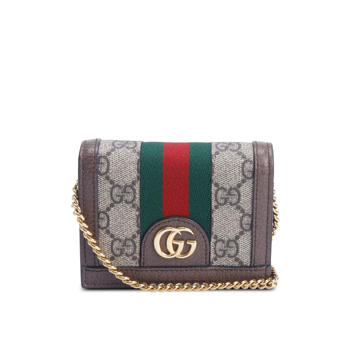 Gucci GG Supreme Web Chain Card Case Wallet