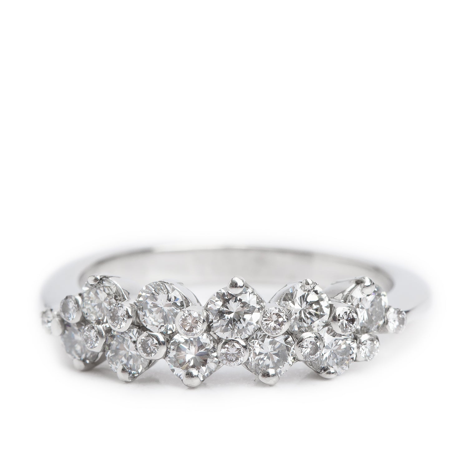 18k White Gold 1.38 tcw. Diamond Band Ring, Size 8.5