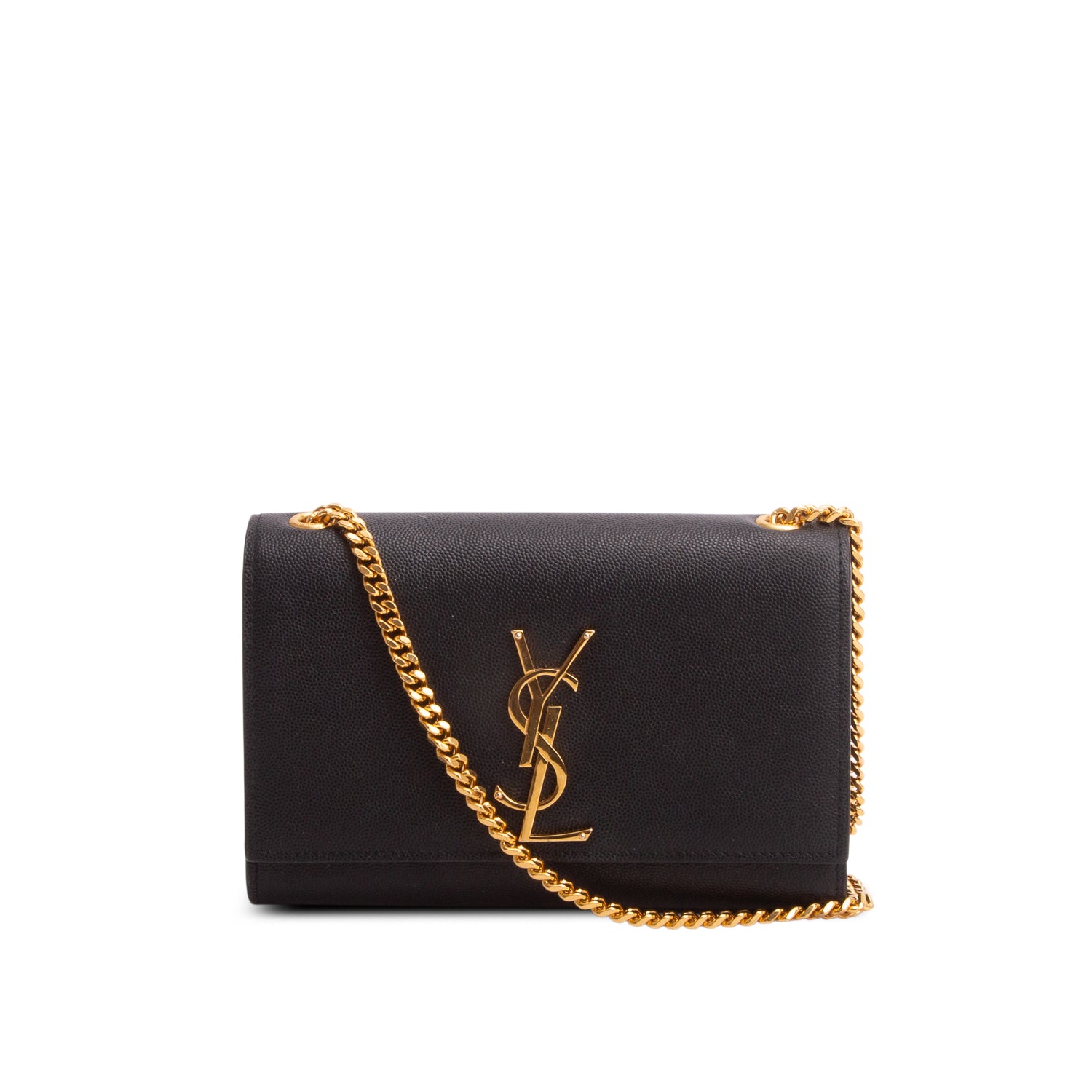 Saint Laurent Black Grain De Poudre Small Kate Chain Bag