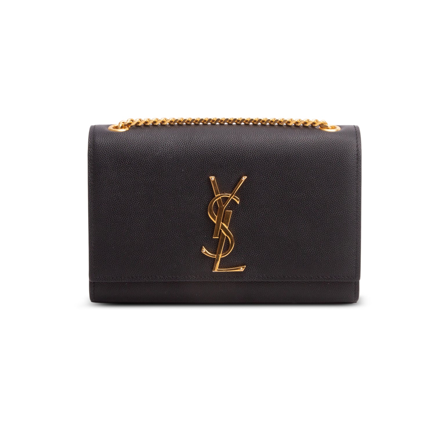 Saint Laurent Black Grain De Poudre Small Kate Chain Bag