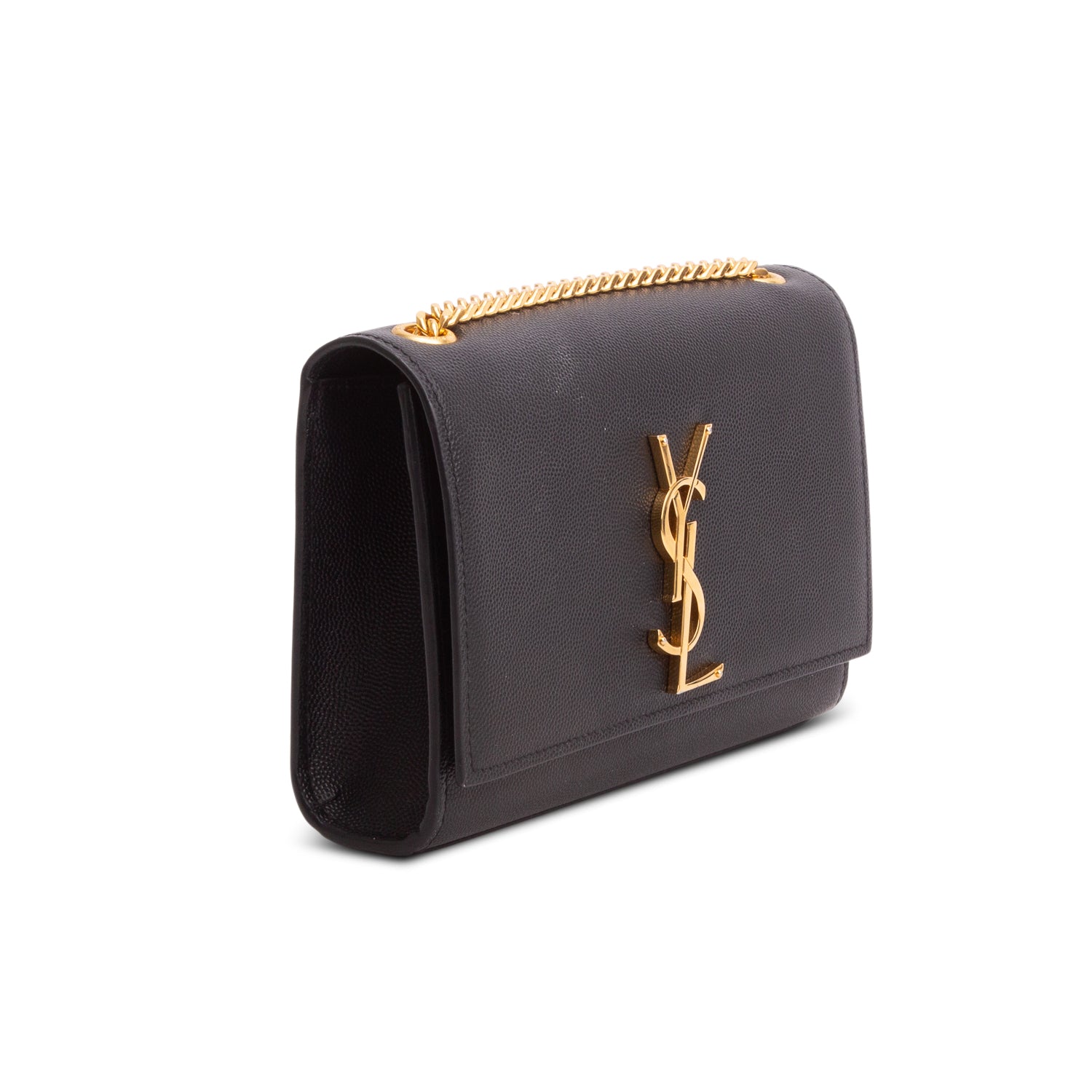 Saint Laurent Black Grain De Poudre Small Kate Chain Bag
