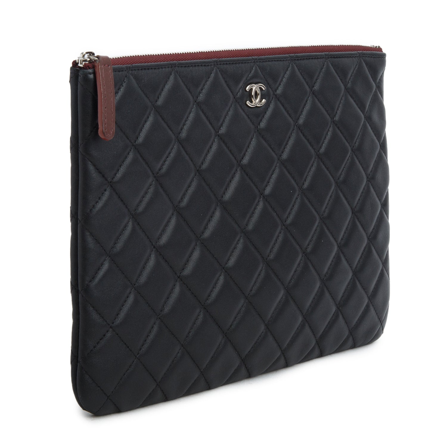 Chanel Black Lambskin Quilted Medium O-Case