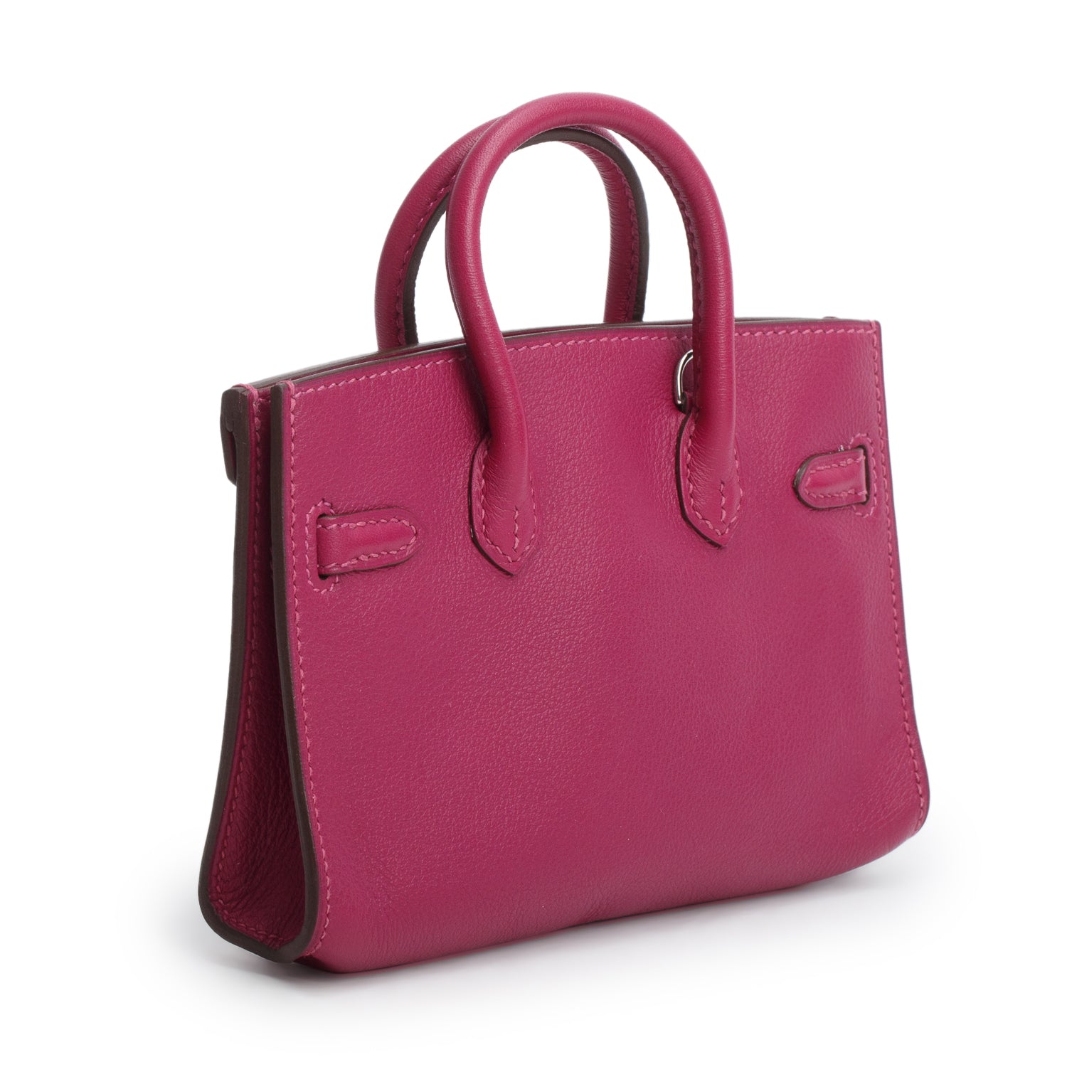 Hermes Rose Pourpre Swift Leather Micro Birkin 15 w/ Strap