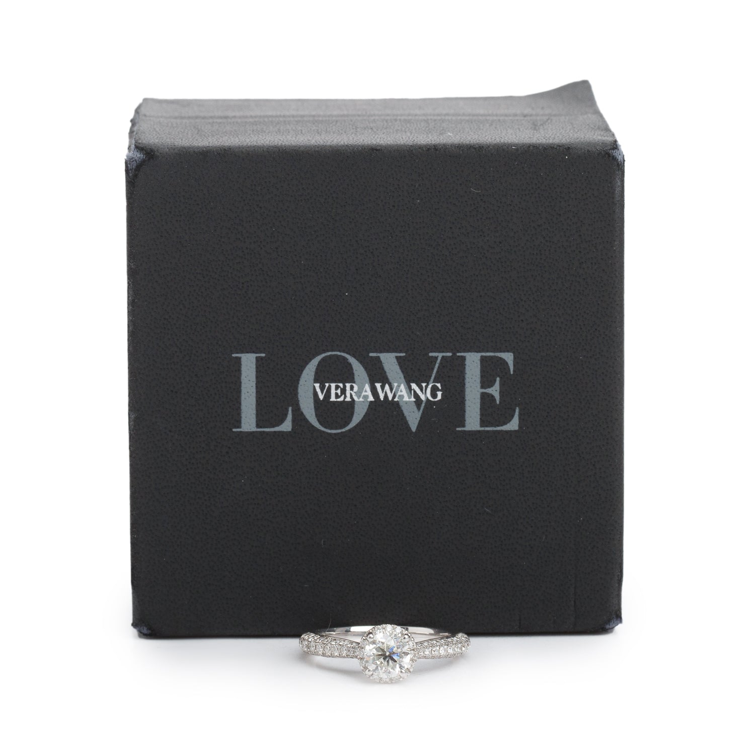 Vera Wang 14k White Gold Love Diamond Engagement Ring, Size 5.5 w/ Box & Certificate