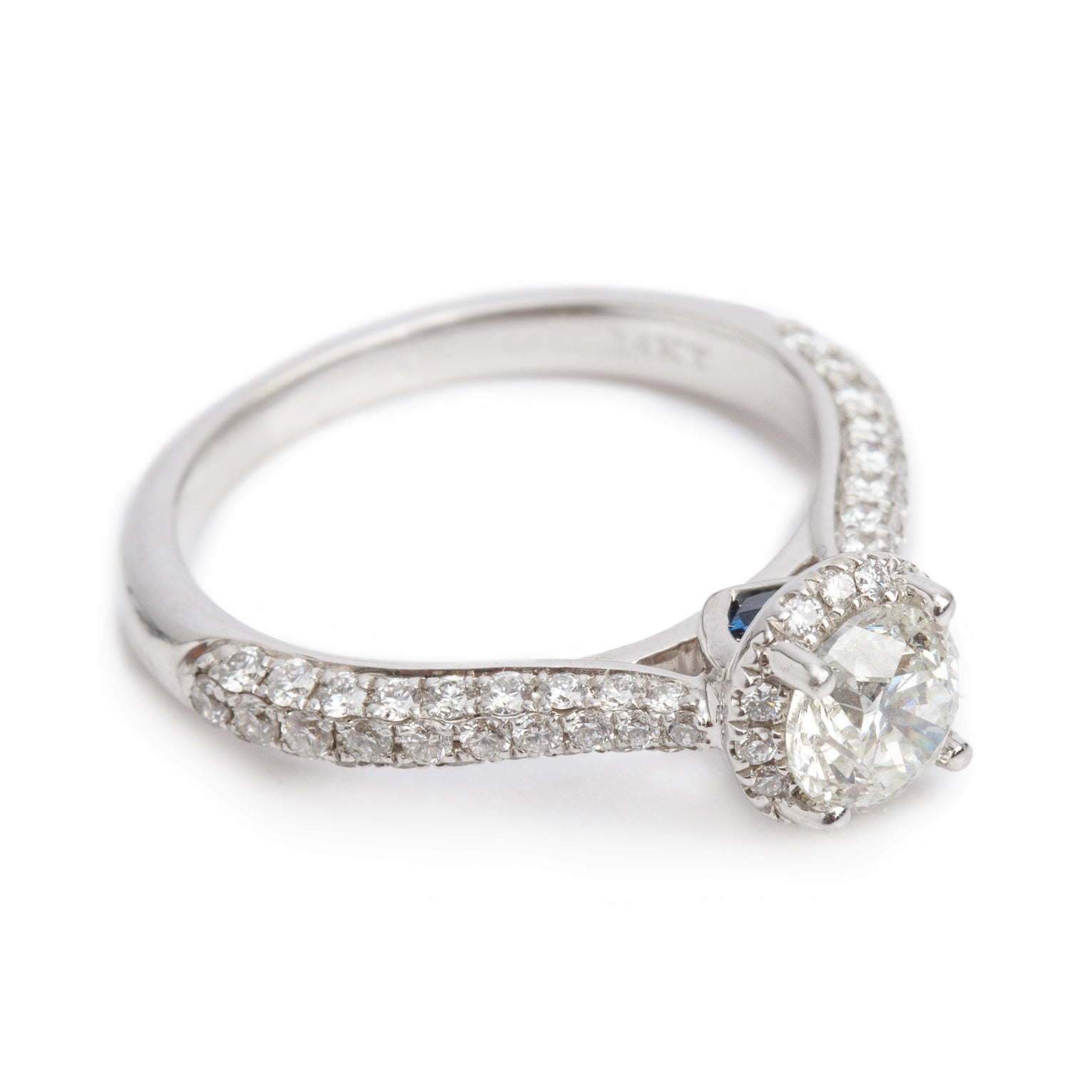Vera Wang 14k White Gold Love Diamond Engagement Ring, Size 5.5 w/ Box & Certificate