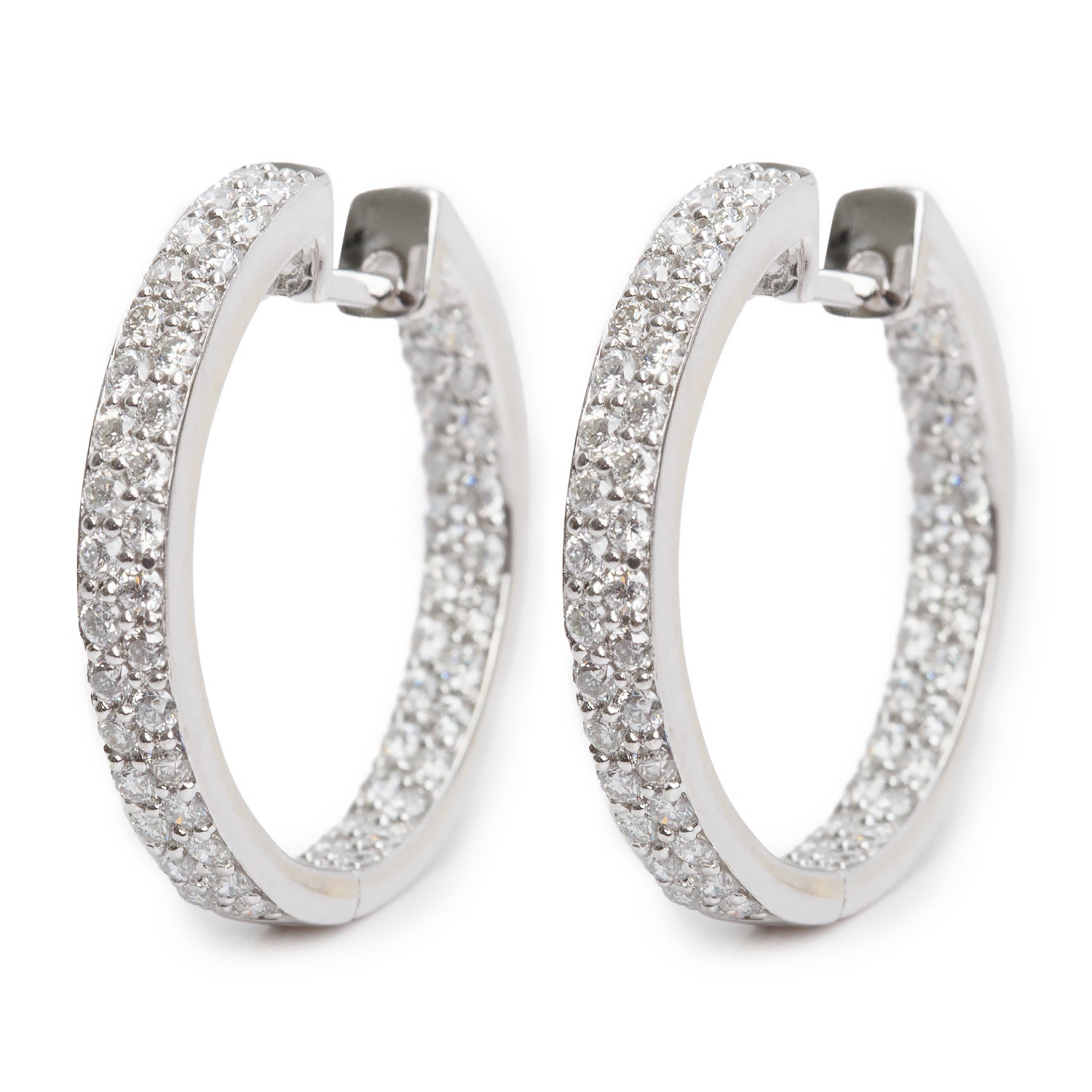 18k White Gold 1.12 tcw. Diamond Inside-Out Hoop Earrings