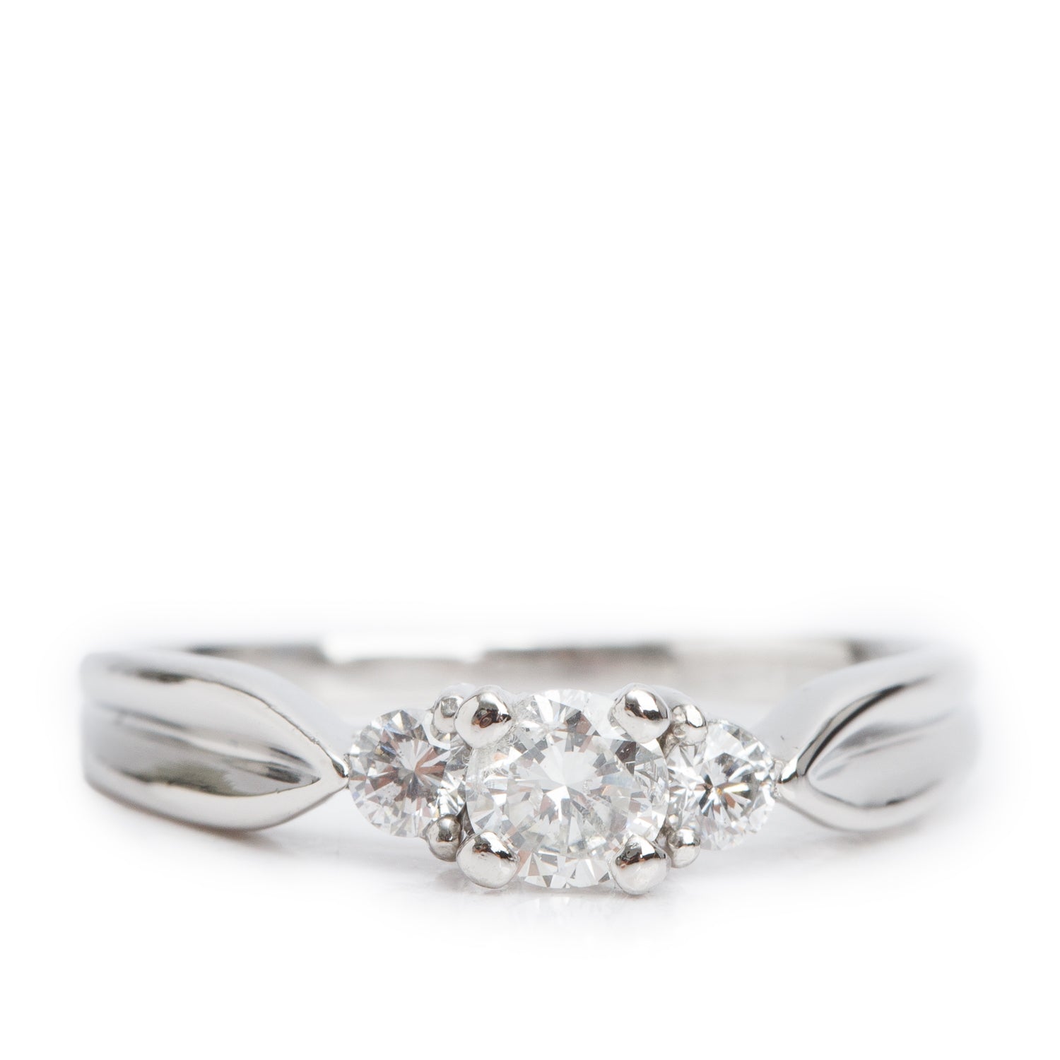 Platinum 0.41 ct. Round Cut Diamond Engagement Ring, Size 8