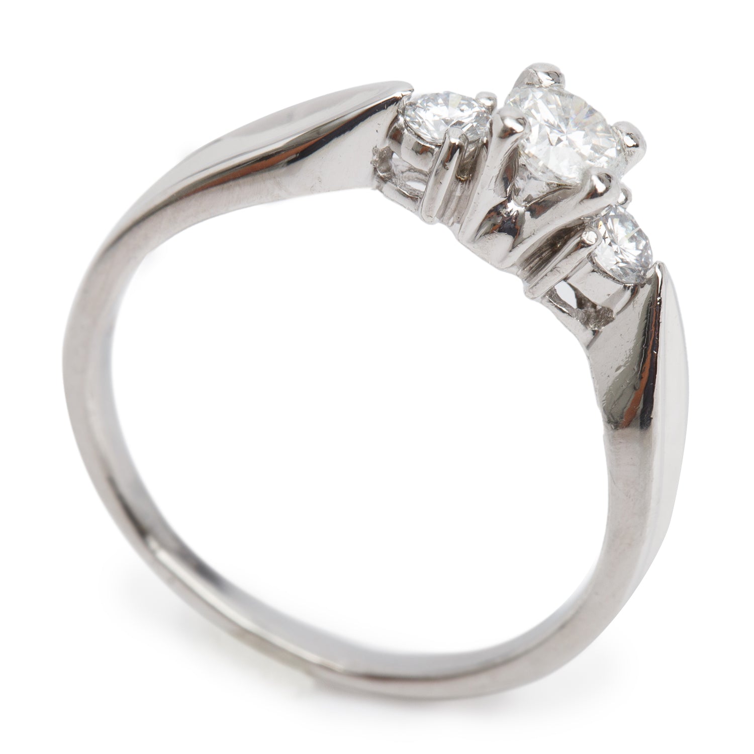 Platinum 0.41 ct. Round Cut Diamond Engagement Ring, Size 8