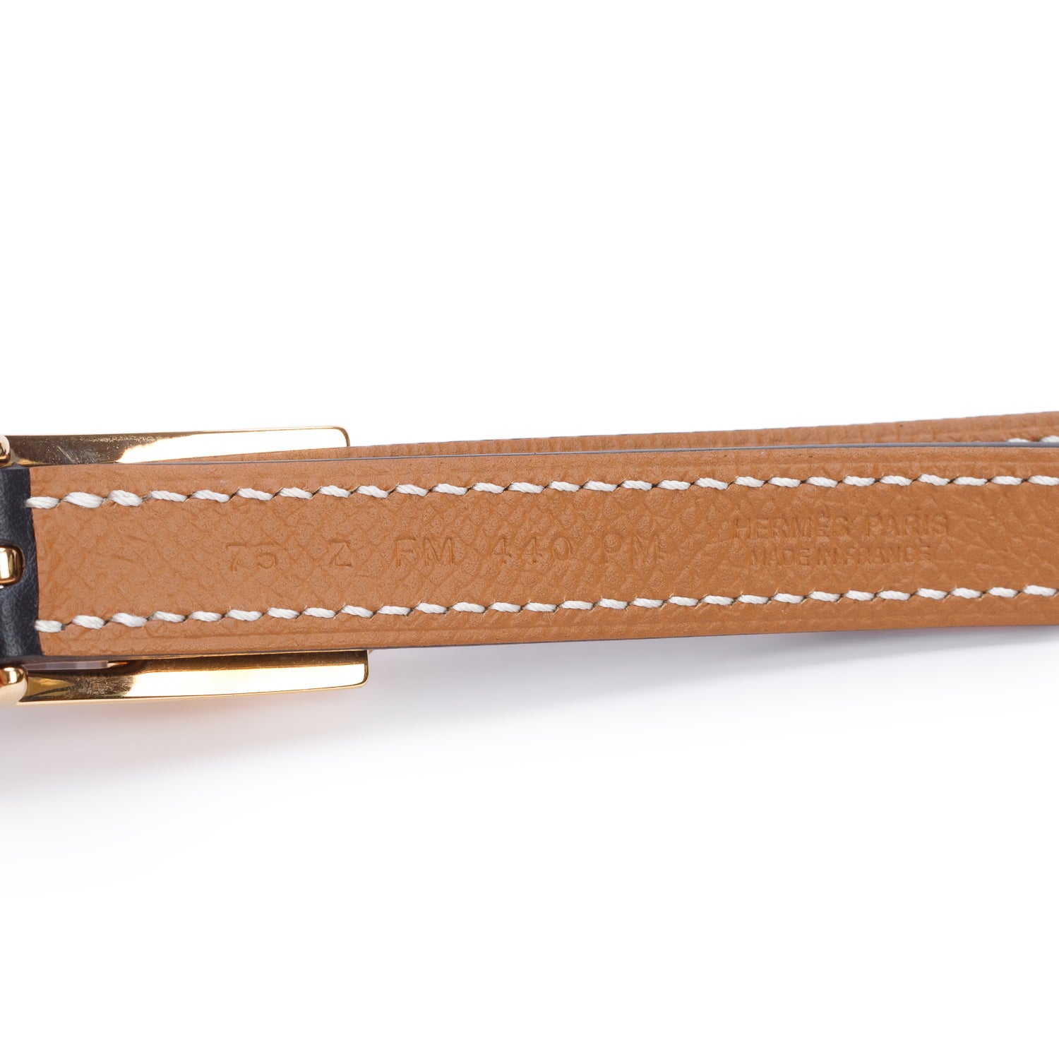 Hermes 2021 Noir/Gold Swift & Epsom Leather Lucky 15 Reversible Belt, Size 90 w/ Box