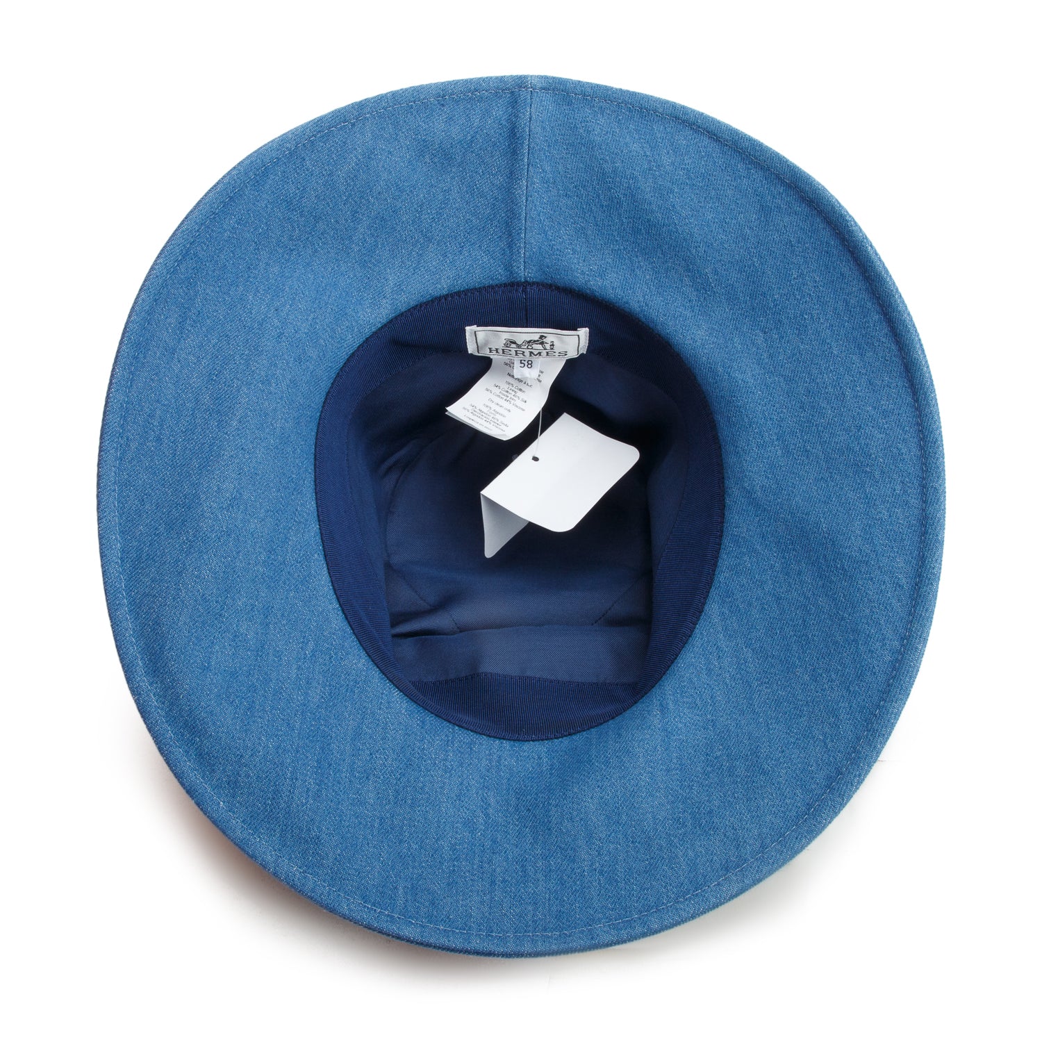 Hermes Blue Denim Katie Pierce Hat, Size 58
