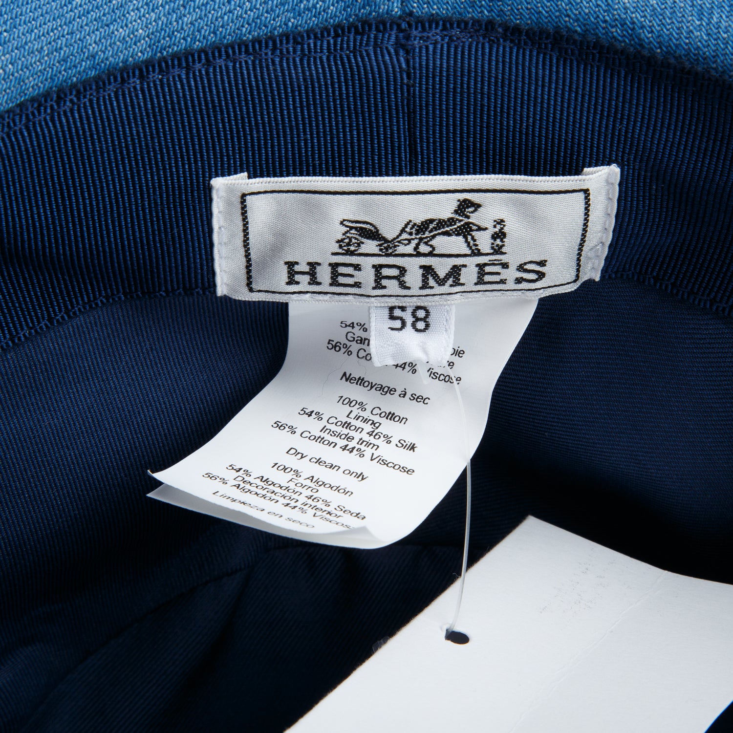 Hermes Blue Denim Katie Pierce Hat, Size 58
