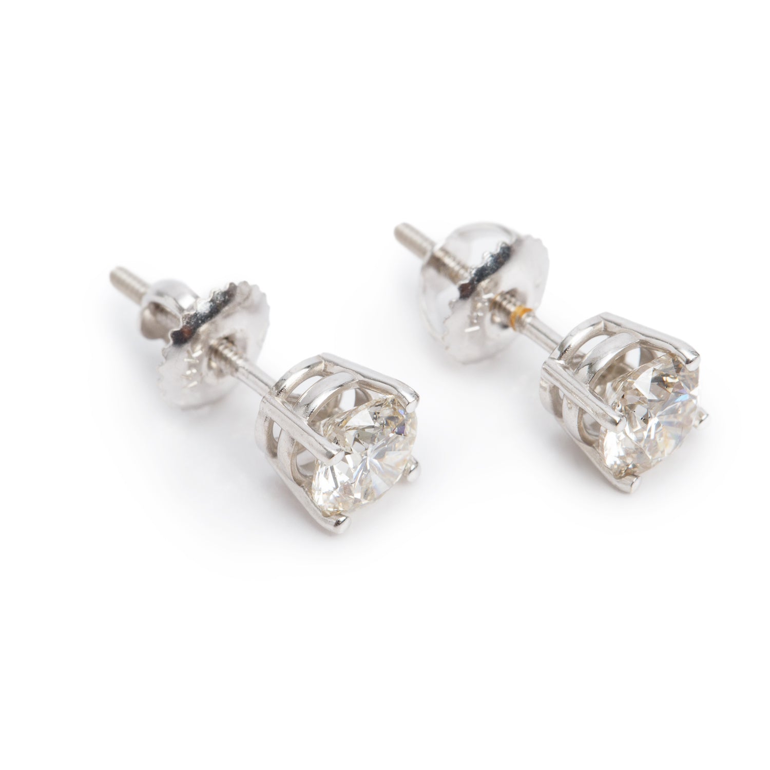 14k White Gold 1.31 tcw. Diamond Stud Earrings