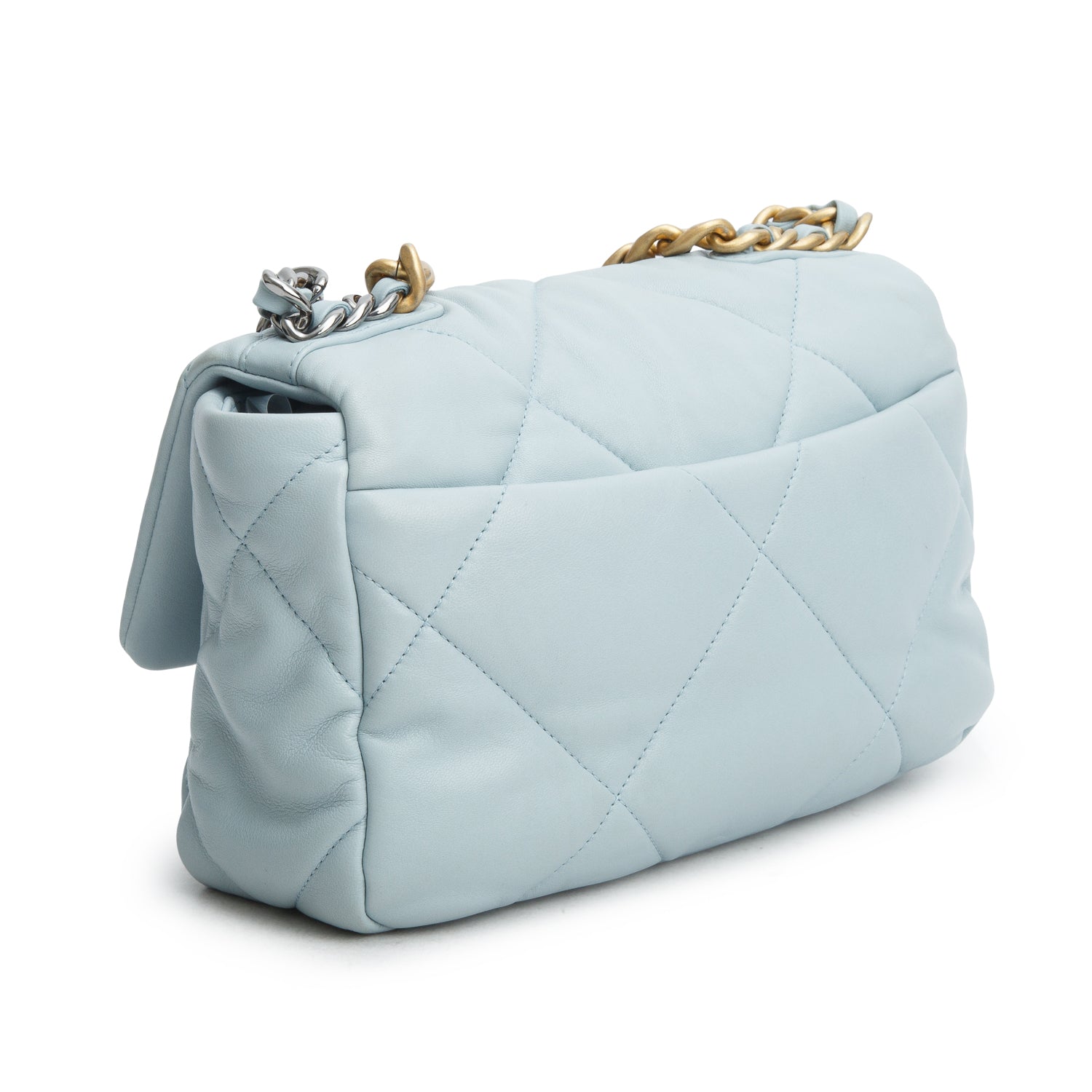 Chanel 2022 Blue Lambskin Leather Medium 19 Flap Bag w/ Box & Receipt