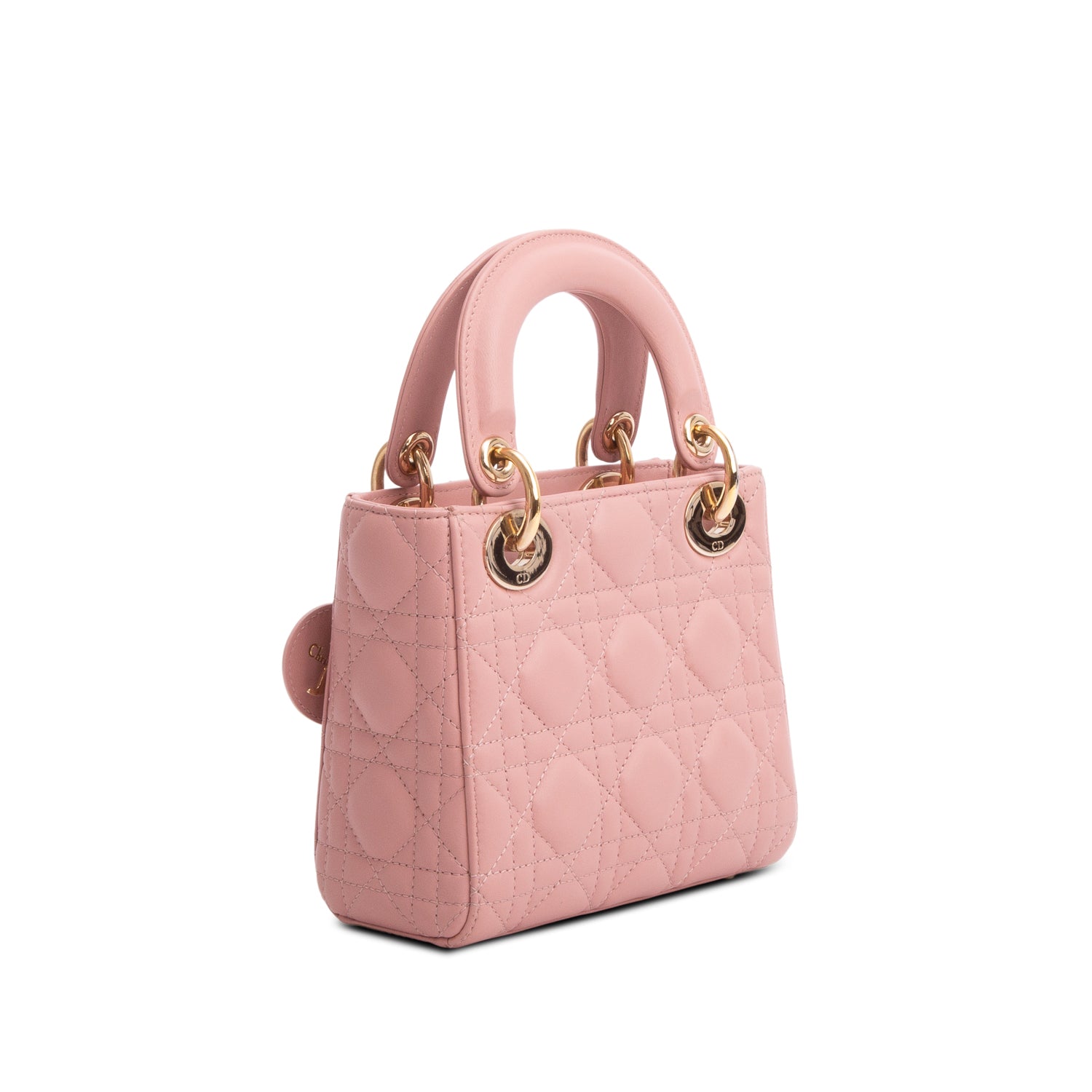 Christian Dior 2022 Pink Lambskin Cannage Mini Lady Dior Bag w/ Box, Authenticity Card & Strap