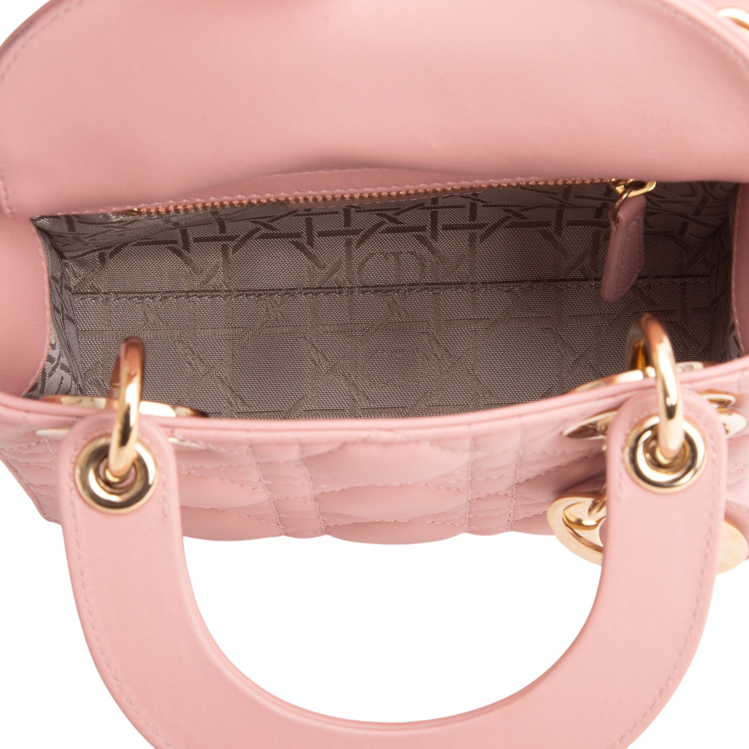 Christian Dior 2022 Pink Lambskin Cannage Mini Lady Dior Bag w/ Box, Authenticity Card & Strap