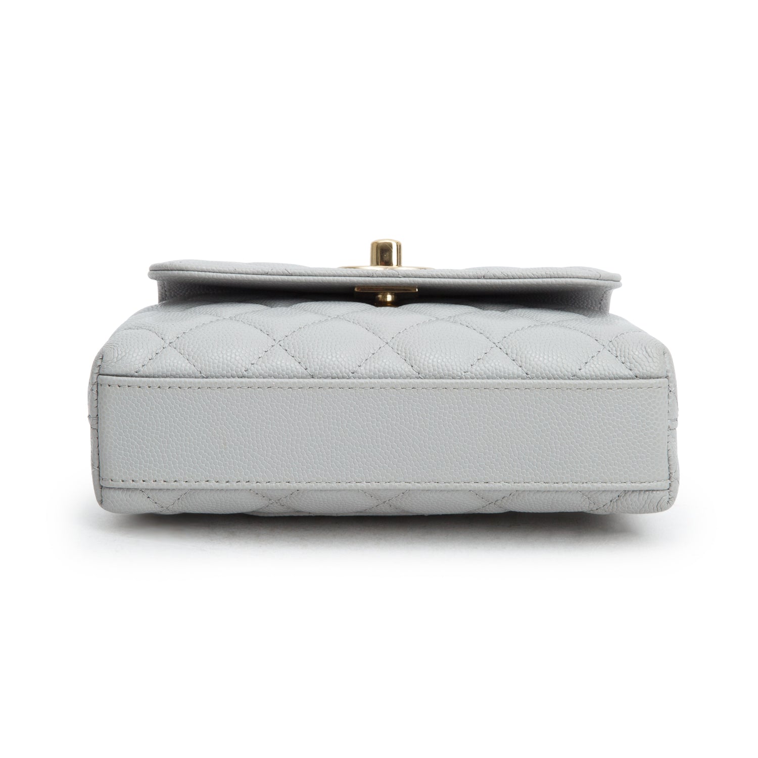 Chanel Grey Caviar Quilted Nano Coco Handle Clutch w/ Box