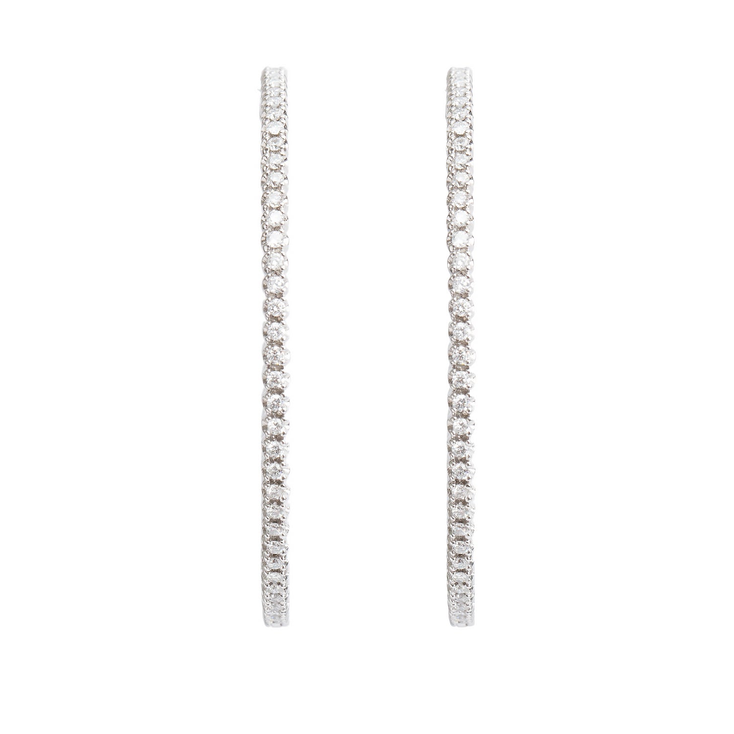 18k White Gold 1.60 tcw. Diamond Inside-Out Hoop Earrings