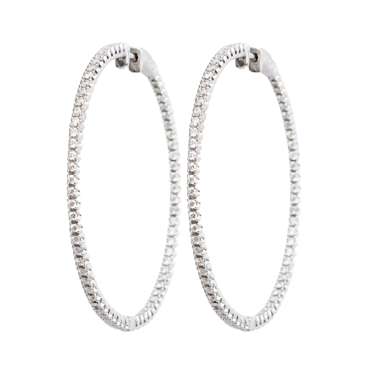 18k White Gold 1.60 tcw. Diamond Inside-Out Hoop Earrings
