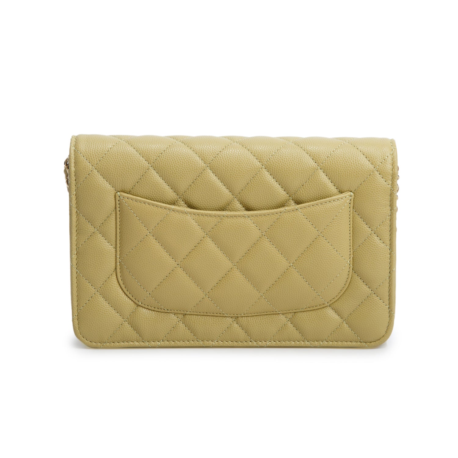Chanel Green Caviar Quilted Classic Wallet on Chain