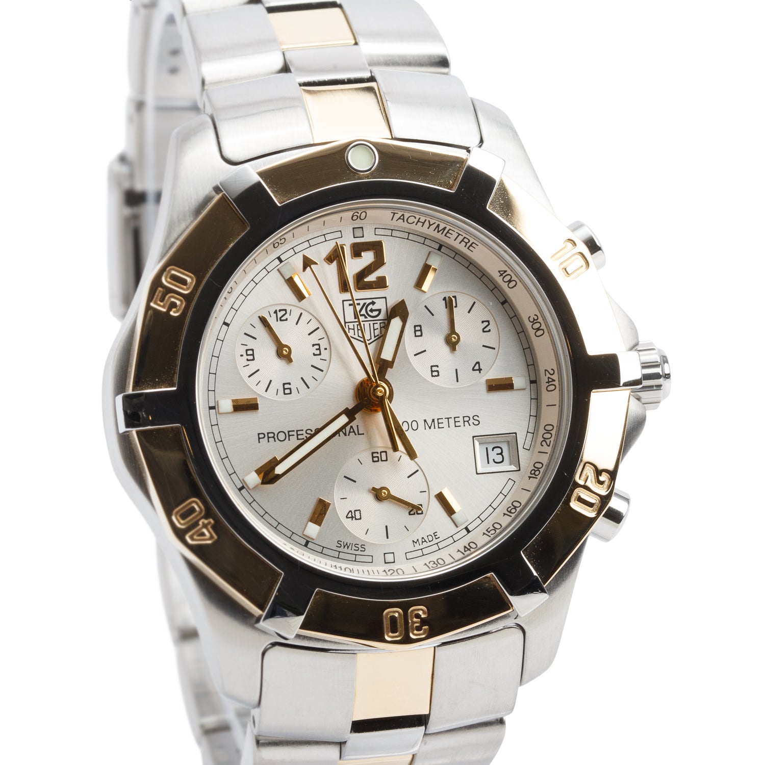 Tag Heuer Two-Tone Stainless Steel 2000 Exclusive 40 MM Chronograph Quartz Watch Silver Dial CN1151 w/ Box & Papers