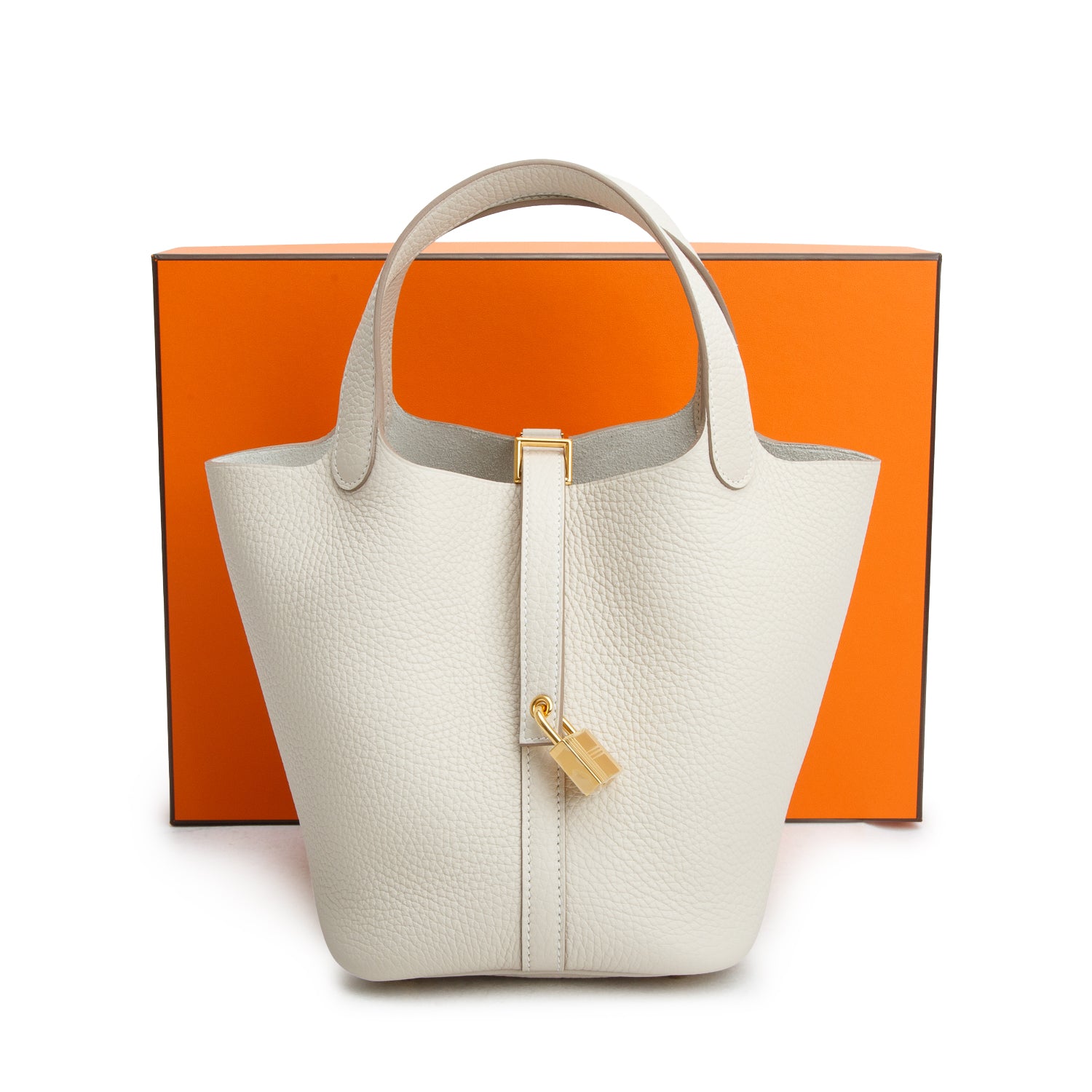 Hermes 2026 Craie Taurillon Clemence Picotin Lock 18 w/ Box