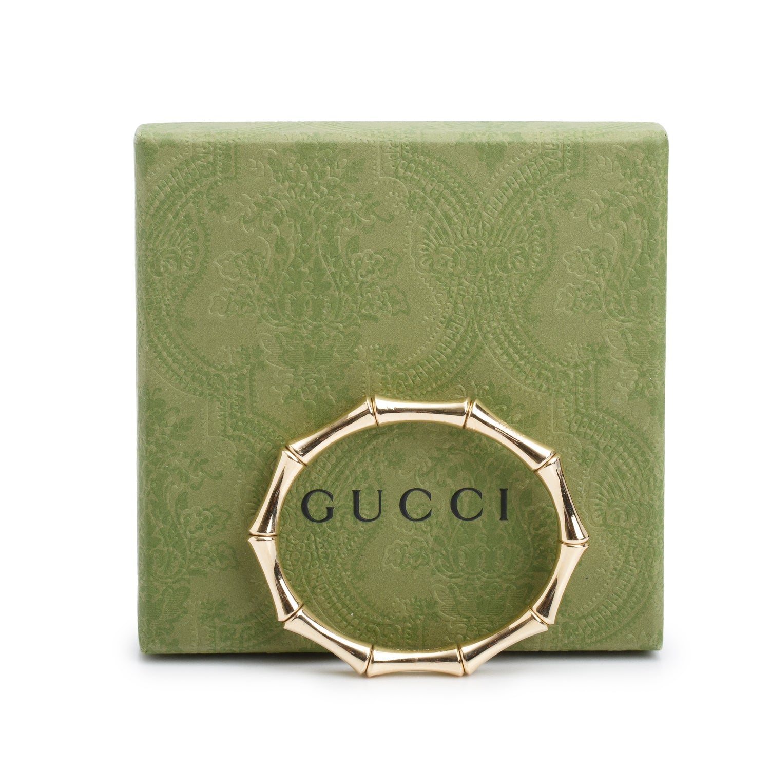 Gucci 18k Yellow Gold Bamboo Stretch Bangle Bracelet w/ Box