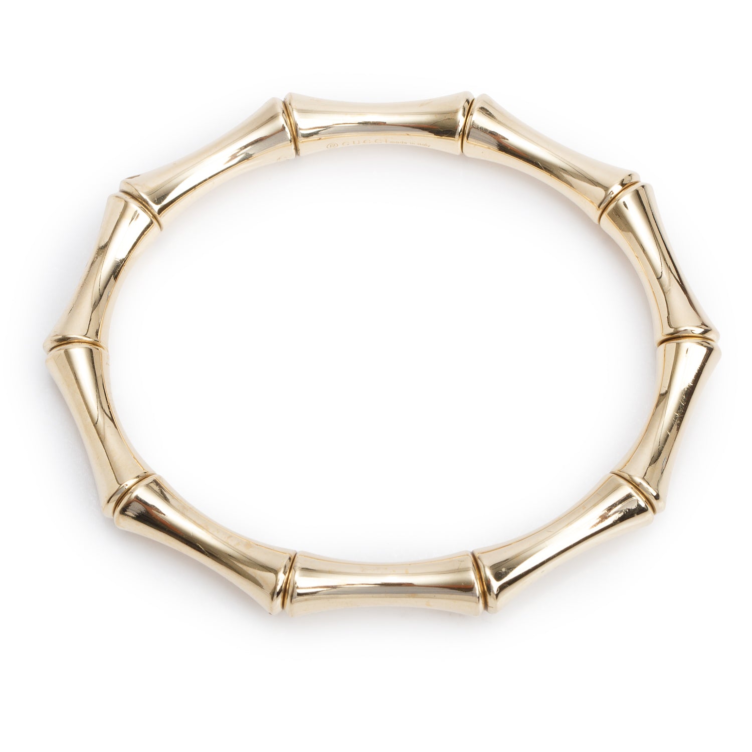 Gucci 18k Yellow Gold Bamboo Stretch Bangle Bracelet w/ Box