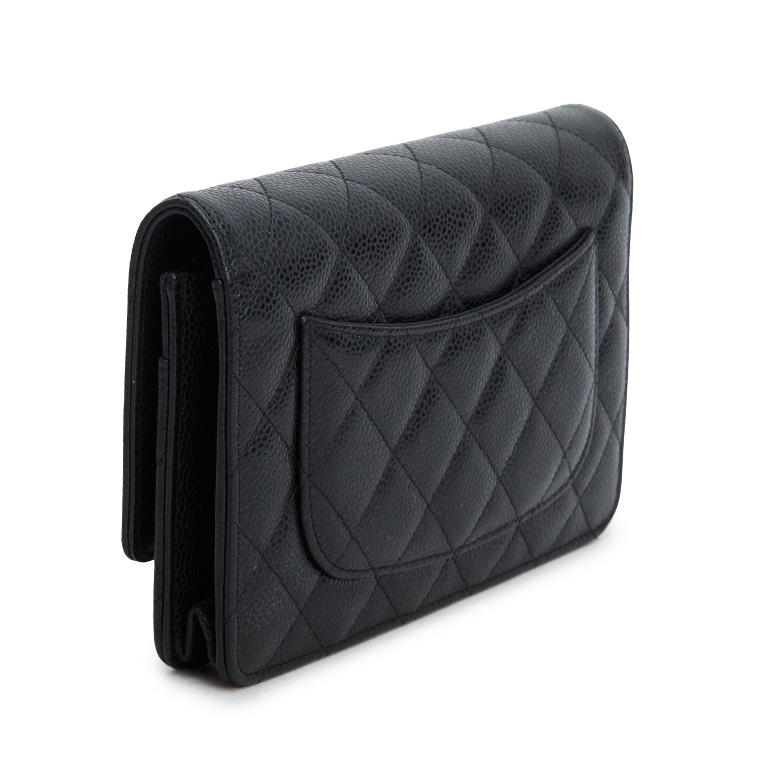 Chanel Black Caviar Quilted Classic Wallet on Chain w/ Box & Authenticity Card