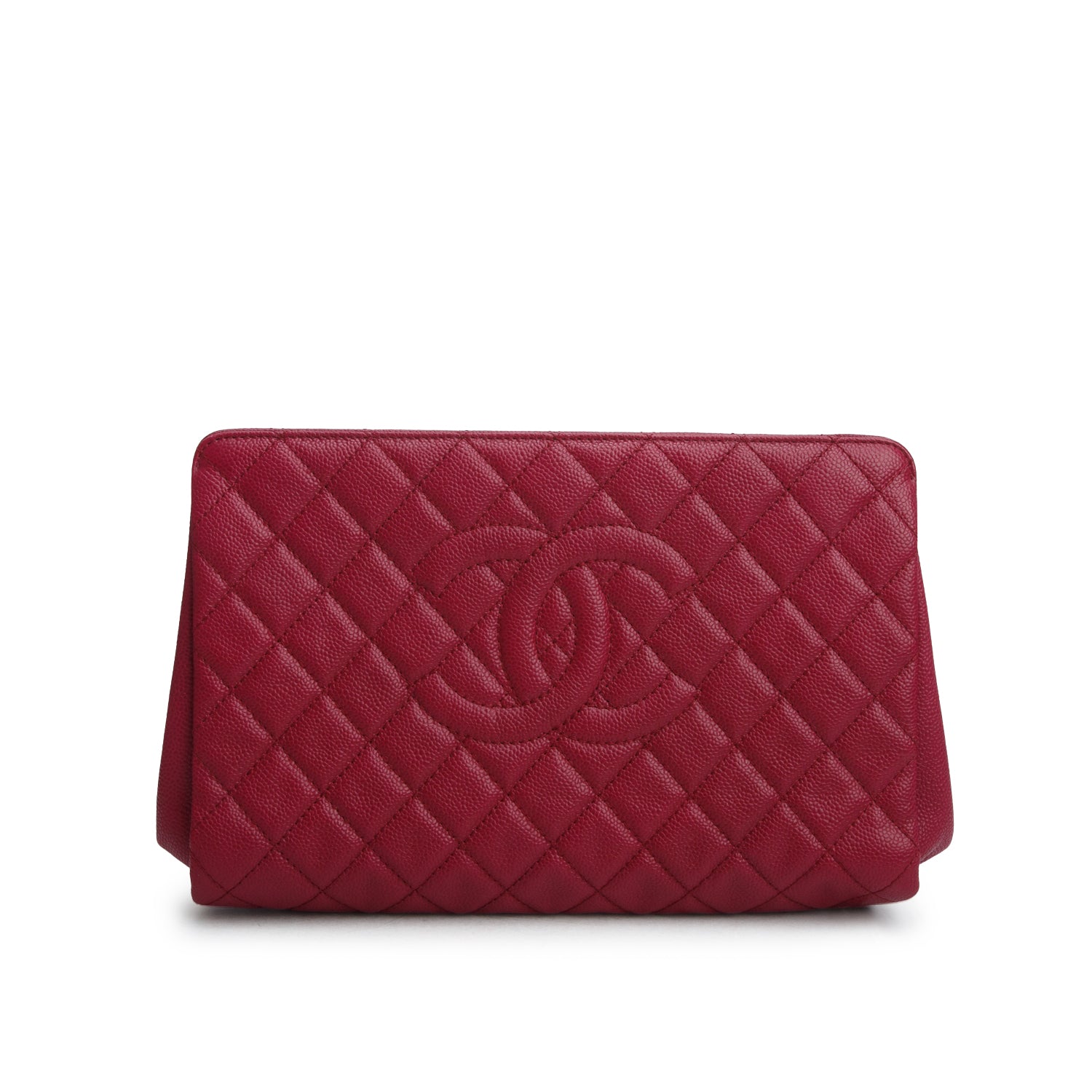 Chanel Purple Caviar Quilted Timeless Frame Clutch