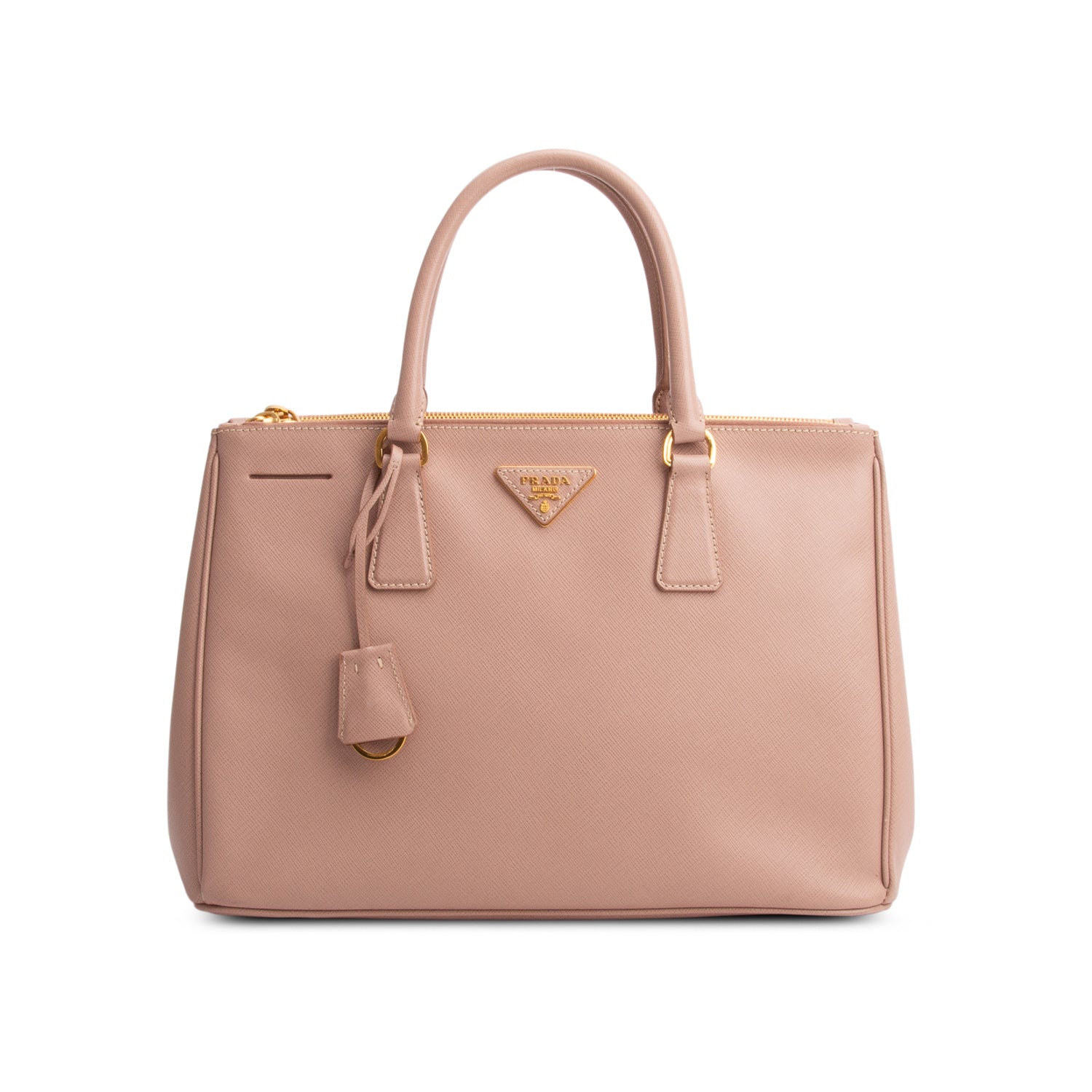 Prada Pink Saffiano Lux Large Double Zip Galleria Tote w/ Box & Strap