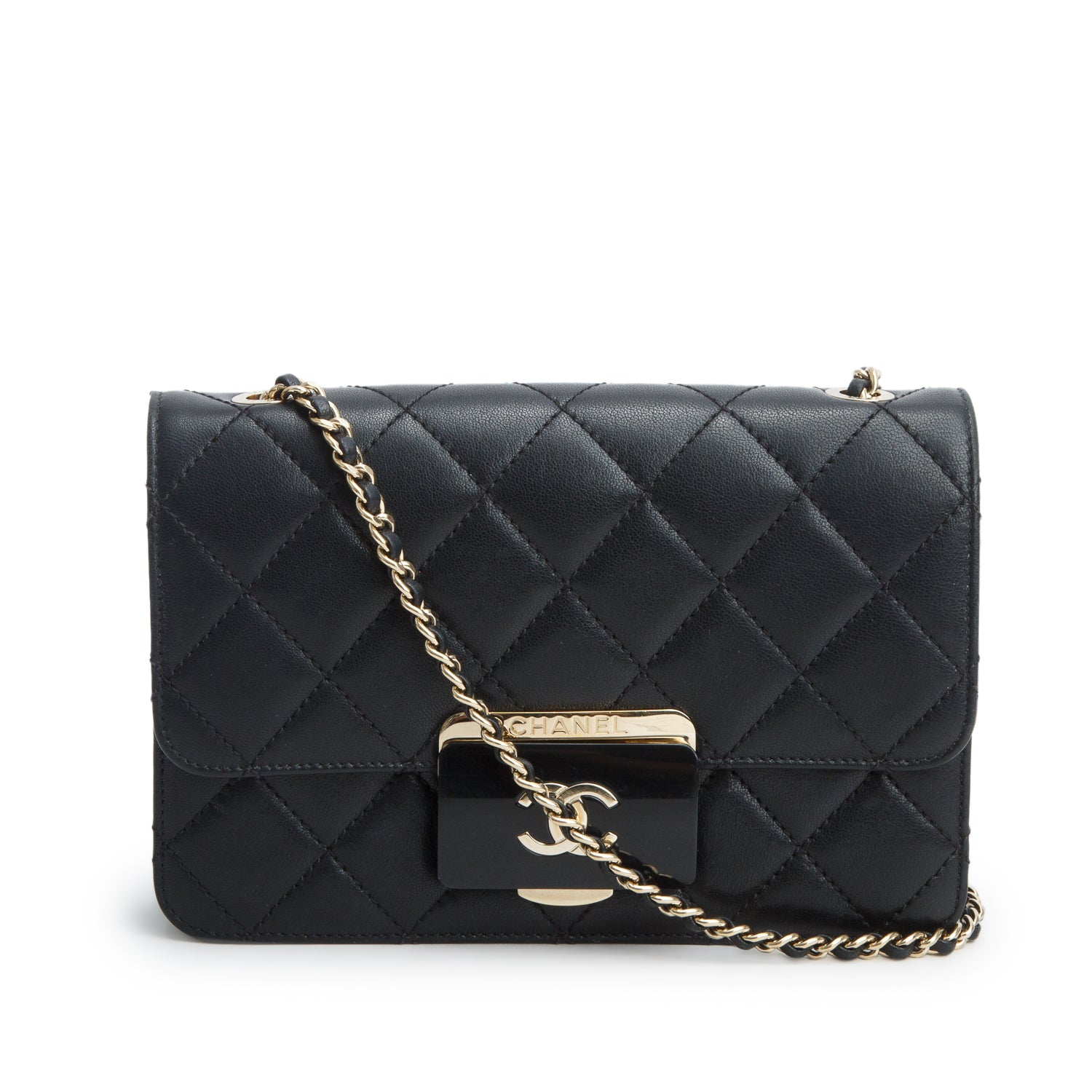 Chanel Black Sheepskin Quilted Mini Beauty Lock Flap w/ Authenticity Card