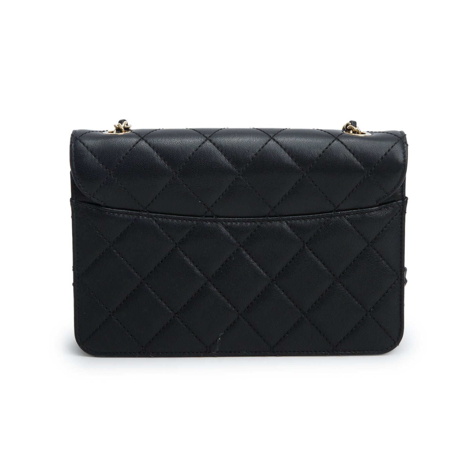 Chanel Black Sheepskin Quilted Mini Beauty Lock Flap w/ Authenticity Card