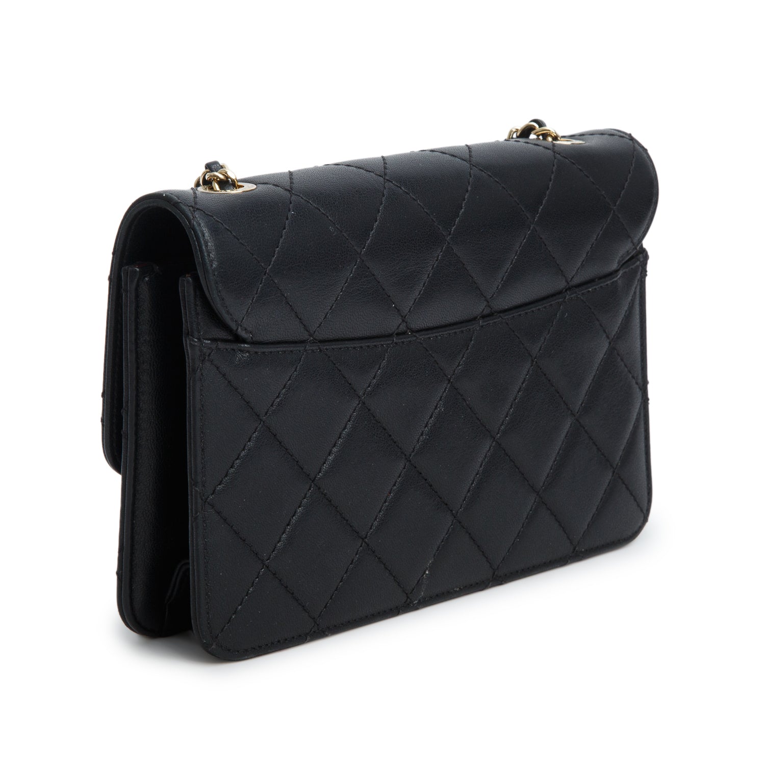 Chanel Black Sheepskin Quilted Mini Beauty Lock Flap w/ Authenticity Card