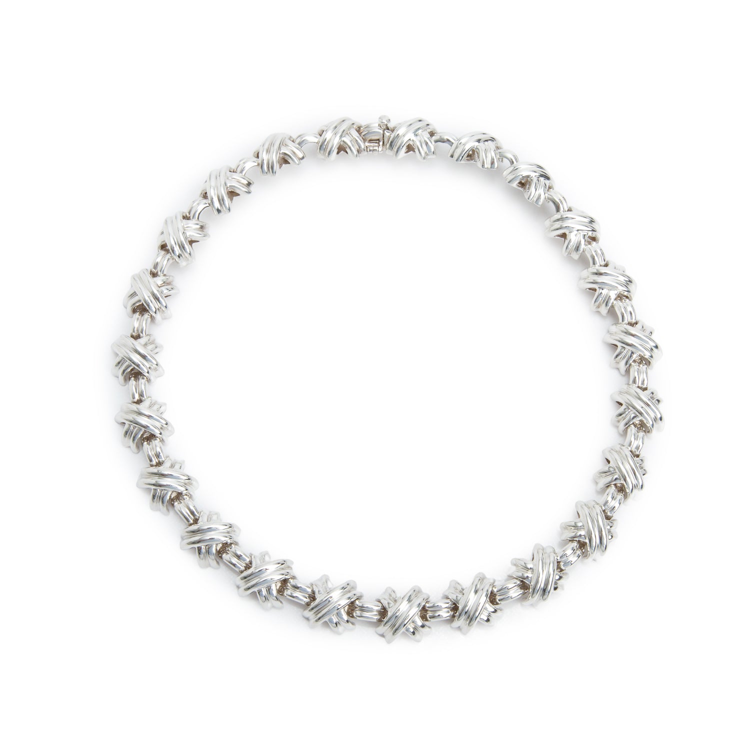 Tiffany & Co. Sterling Silver Signature X Choker Necklace w/ Box