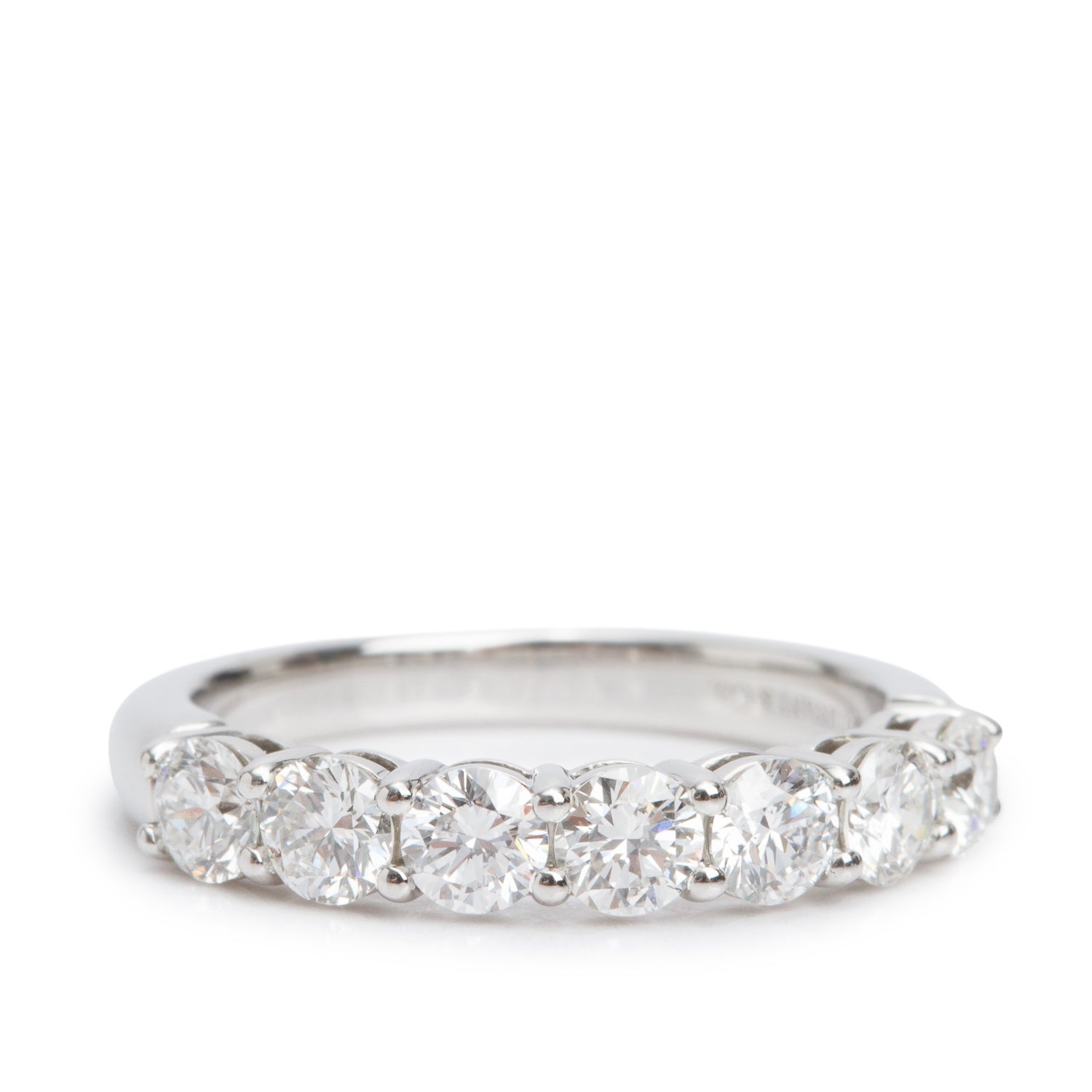 Tiffany & Co. Platinum Half Eternity Diamond Forever 3.5 MM Band Ring, Size 5 w/ Box
