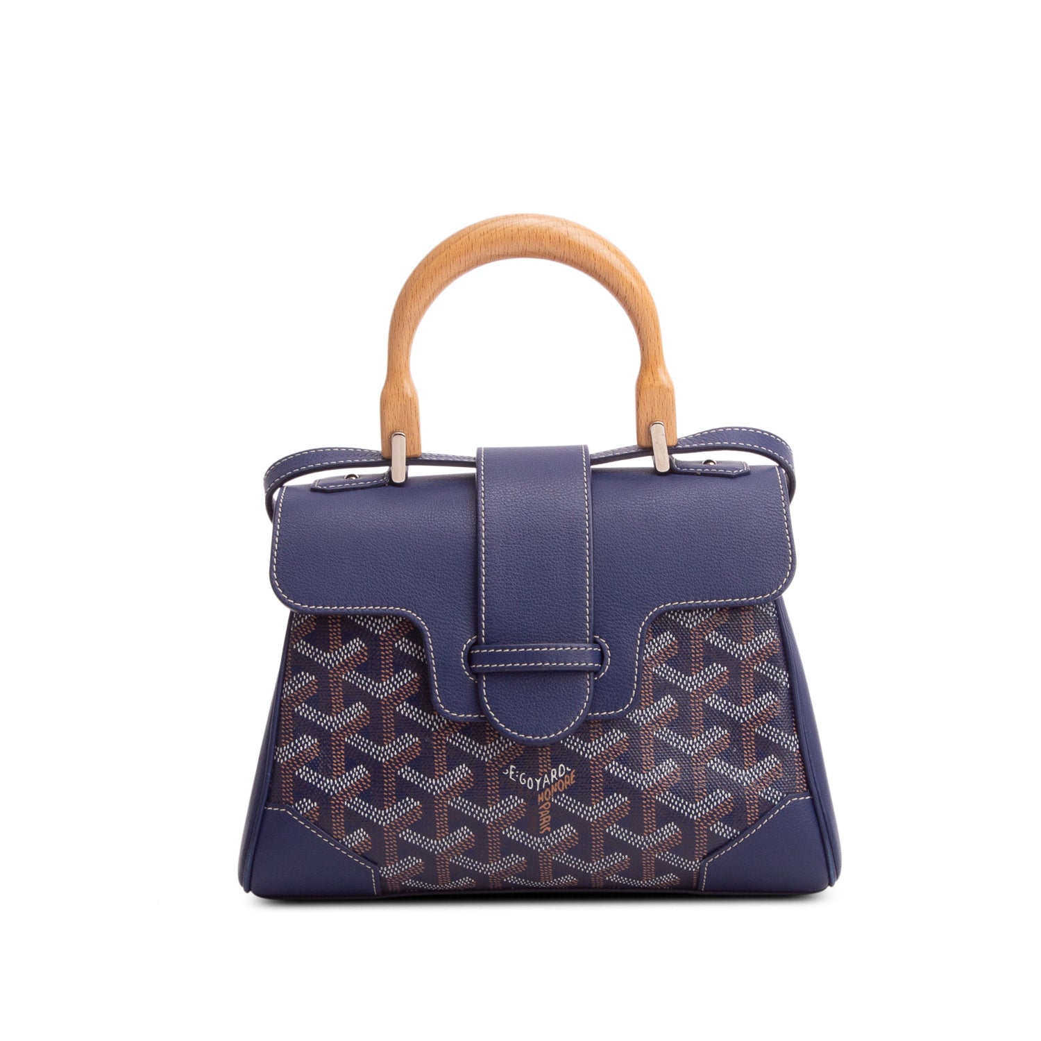 Goyard Blue Leather & Goyardine Canvas Saigon Souple Mini Bag w/ Strap